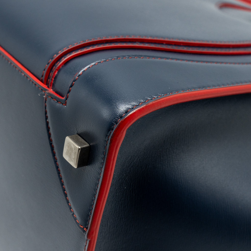 LUGGAGE TOTE BAG CALFSKIN BLUE/RED SHW