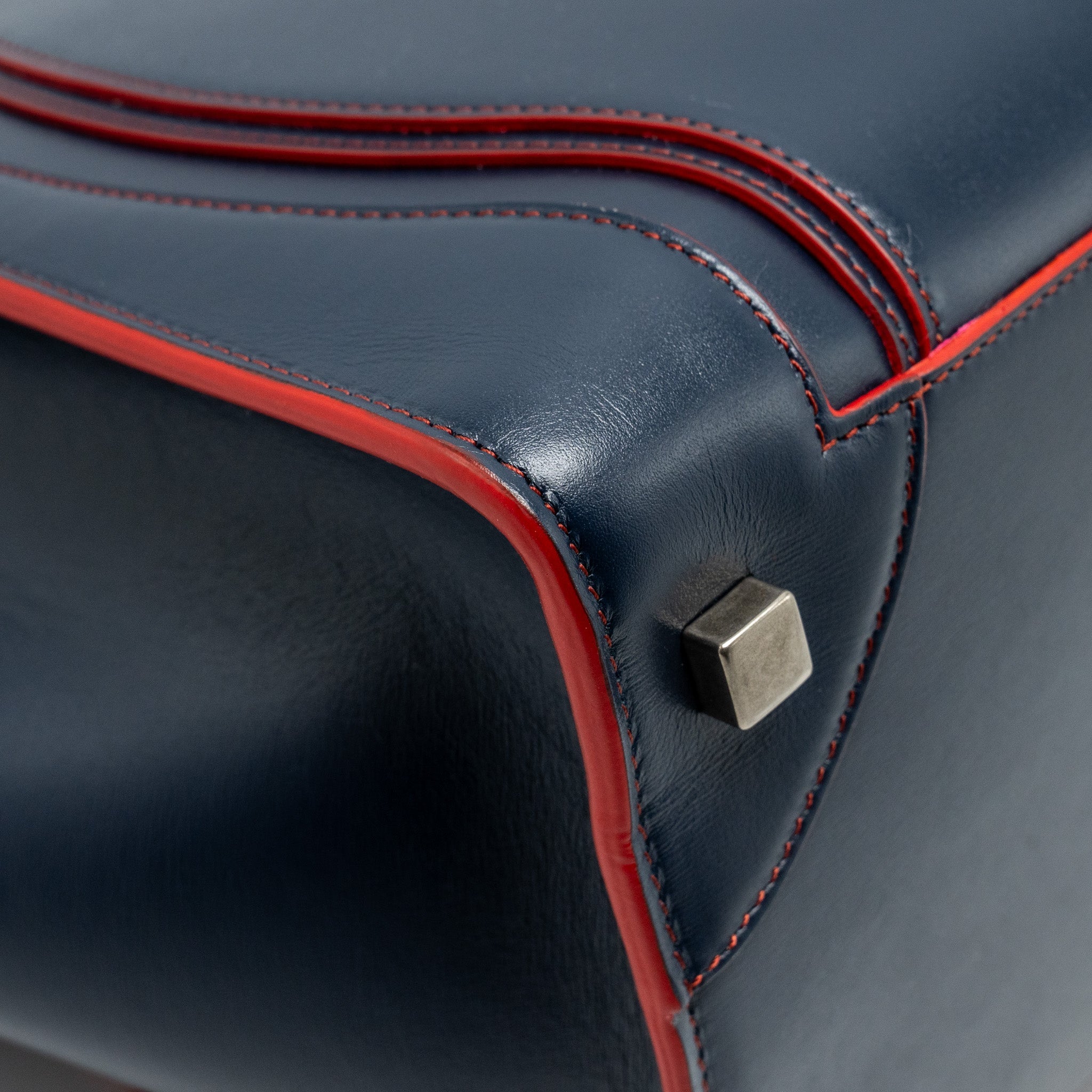 LUGGAGE TOTE BAG CALFSKIN BLUE/RED SHW