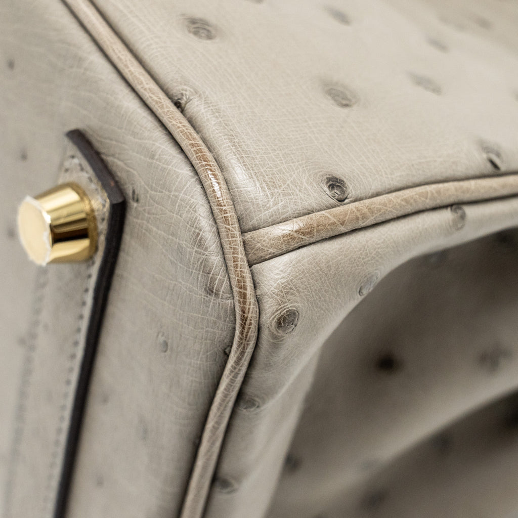 HERMES BIRKIN 25 OSTRICH GRIS TOURTERELLE GHW