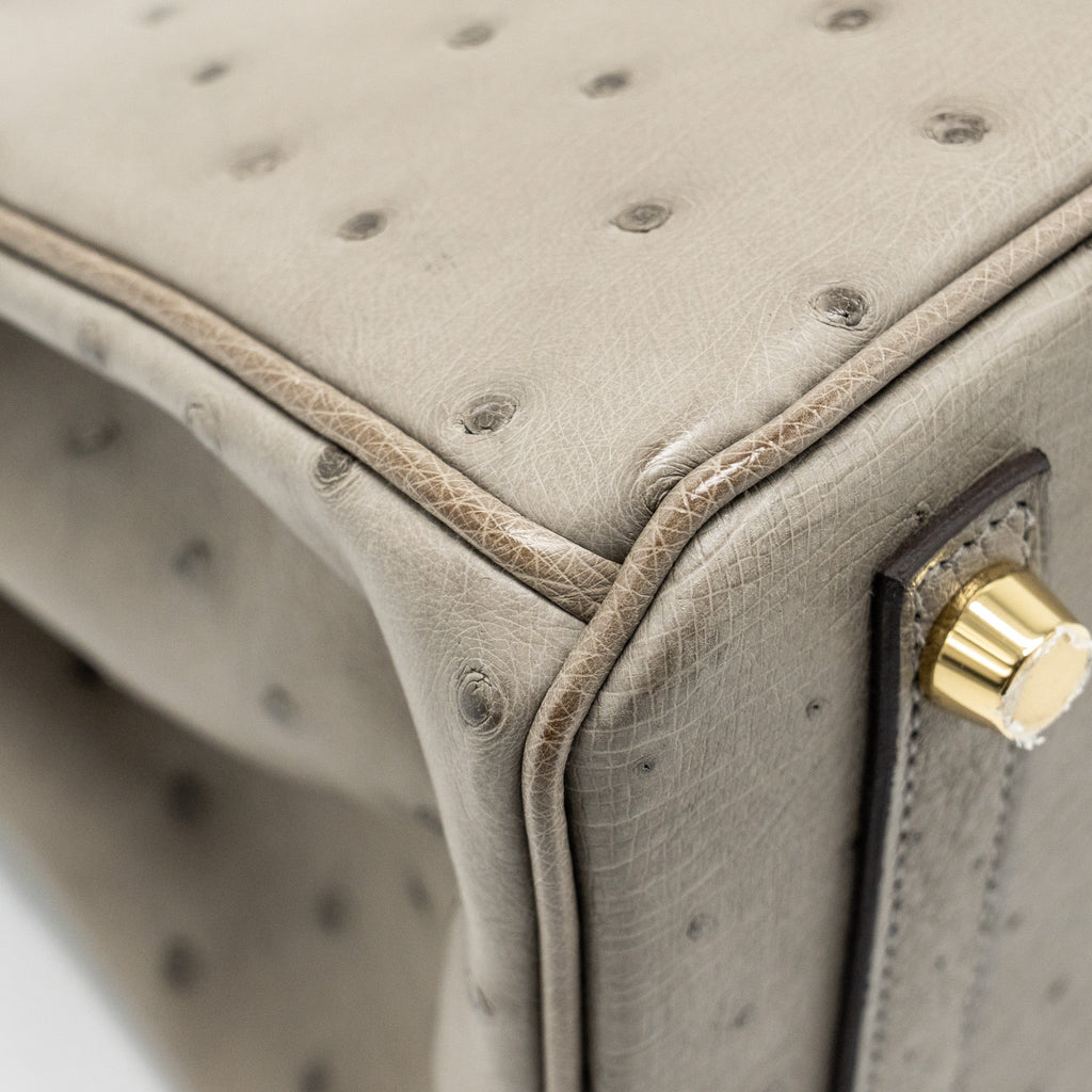 HERMES BIRKIN 25 OSTRICH GRIS TOURTERELLE GHW