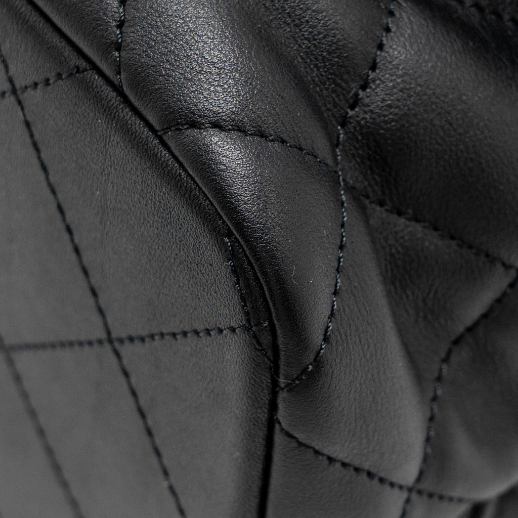 DRAWSTRING TWO POCKETS BACKPACK CALFSKIN BLACK LGHW (MICROCHIP)