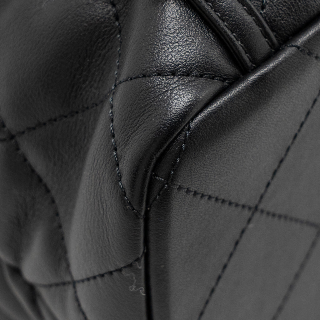 DRAWSTRING TWO POCKETS BACKPACK CALFSKIN BLACK LGHW (MICROCHIP)