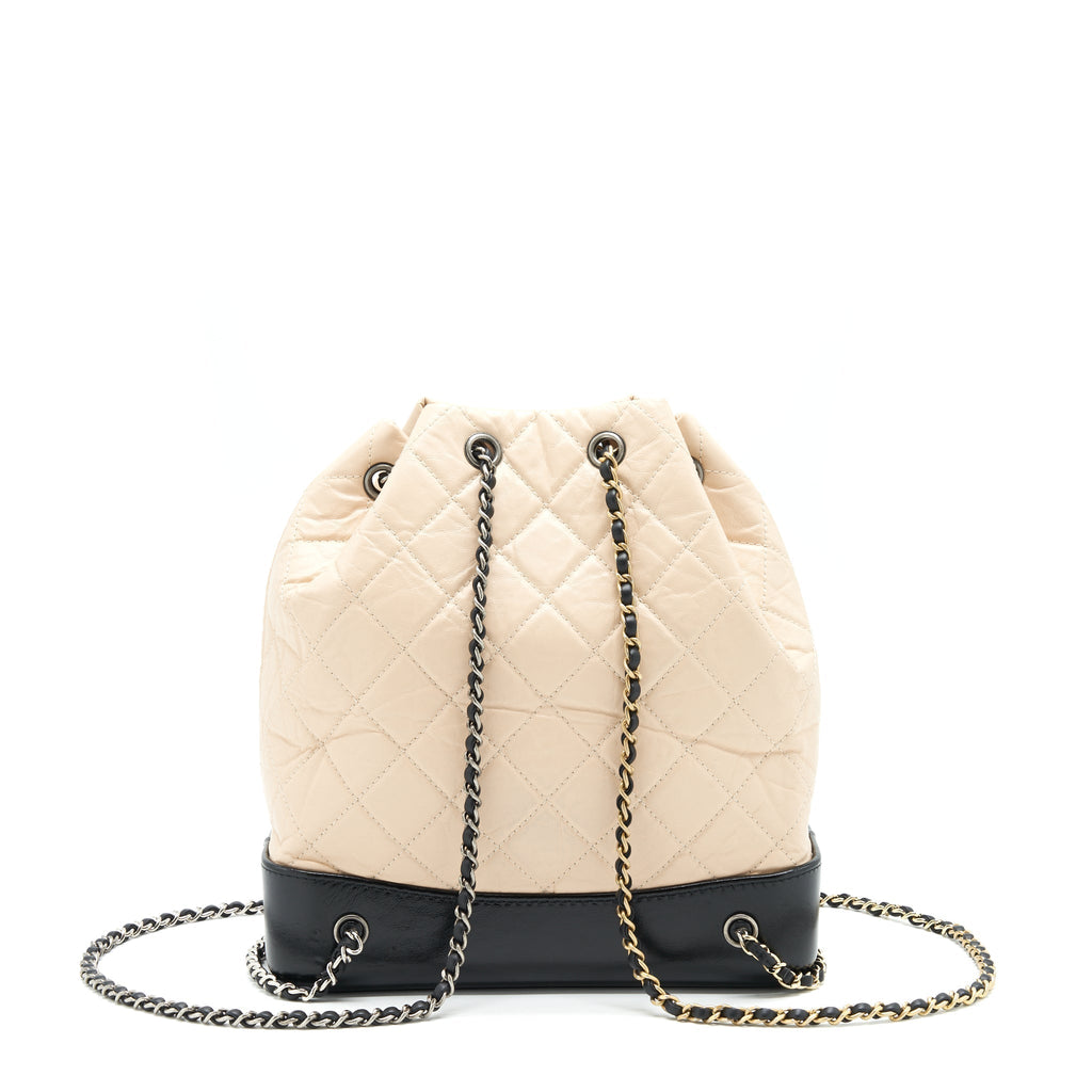 GABRIELLE BACKPACK BEIGE/ BLACK DOUBLE COLOUR HARDWARE