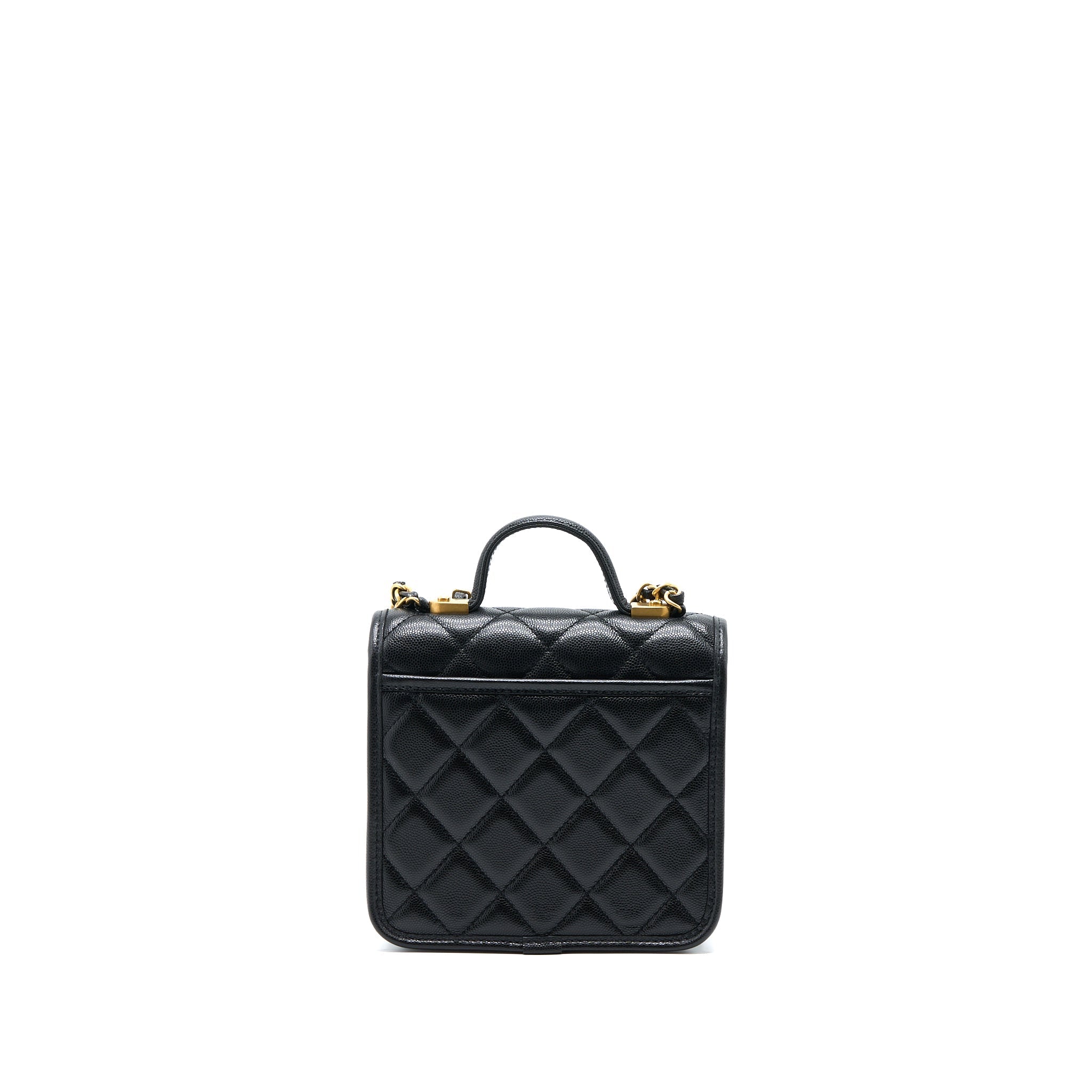 22K TOP HANDLE MESSENGER BAG CAVIAR BLACK BRUSHED GHW(MICROCHIP)