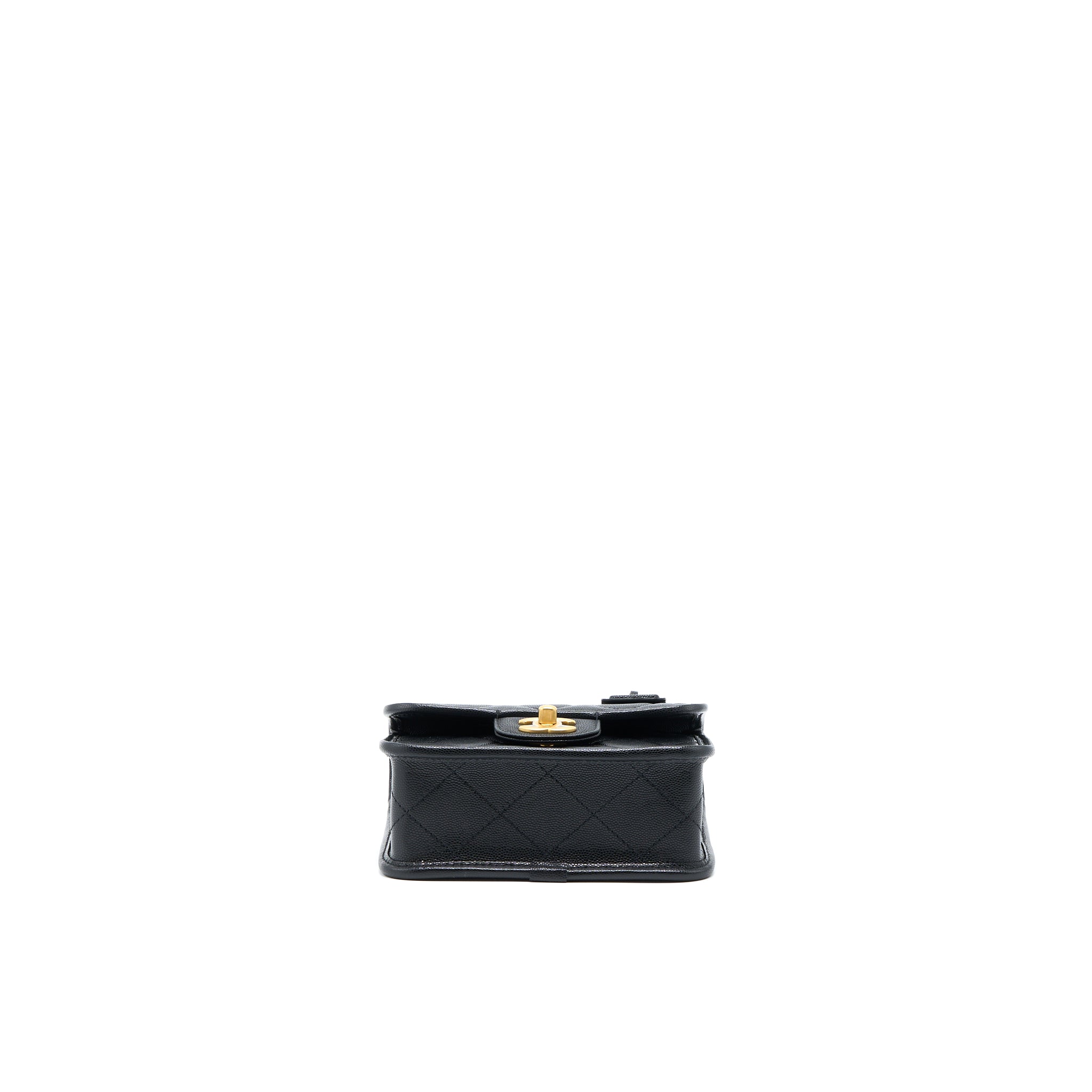 22K TOP HANDLE MESSENGER BAG CAVIAR BLACK BRUSHED GHW(MICROCHIP)