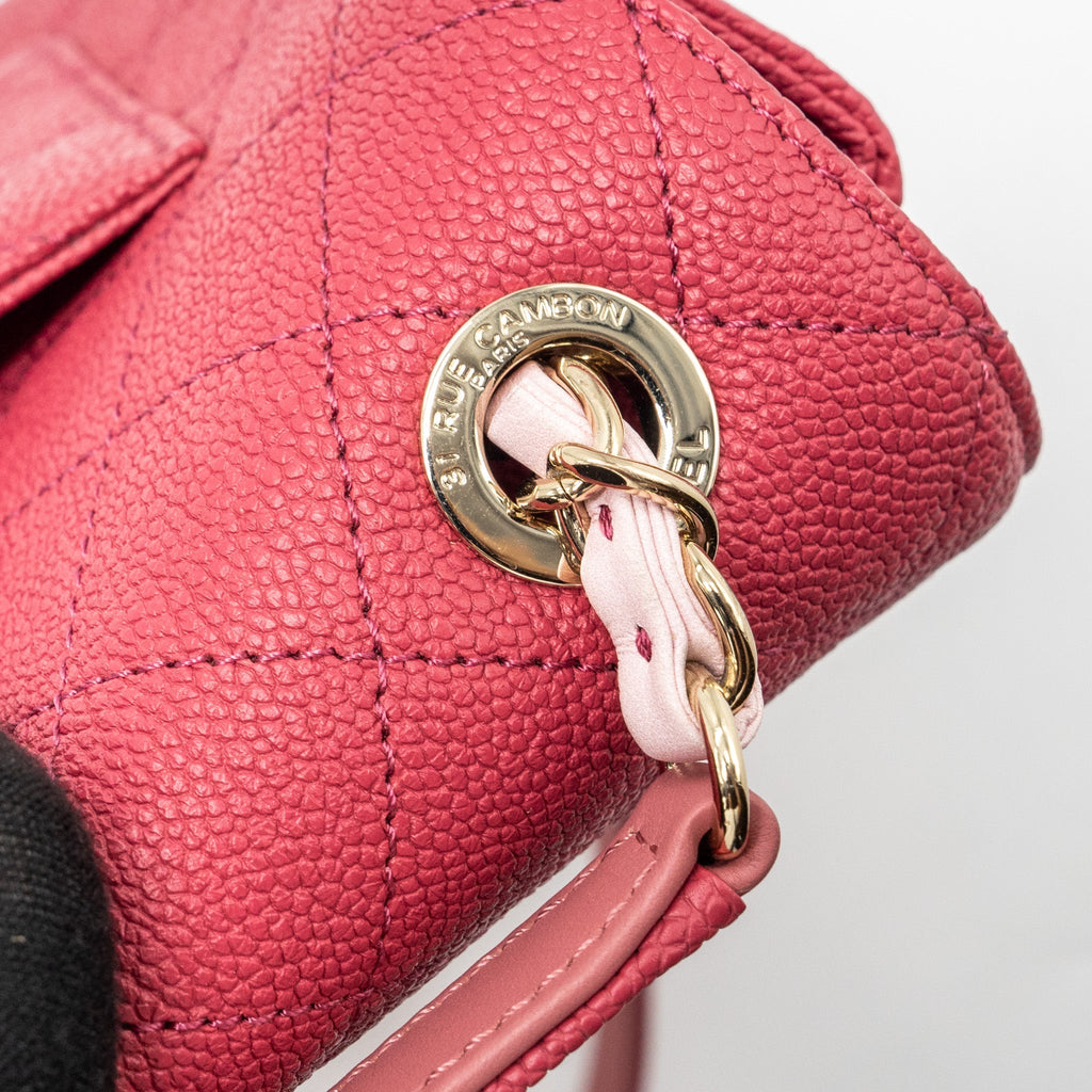 GIANT CC LOGO MESSENGER BAG GRAINED CALFSKIN PINK LGHW