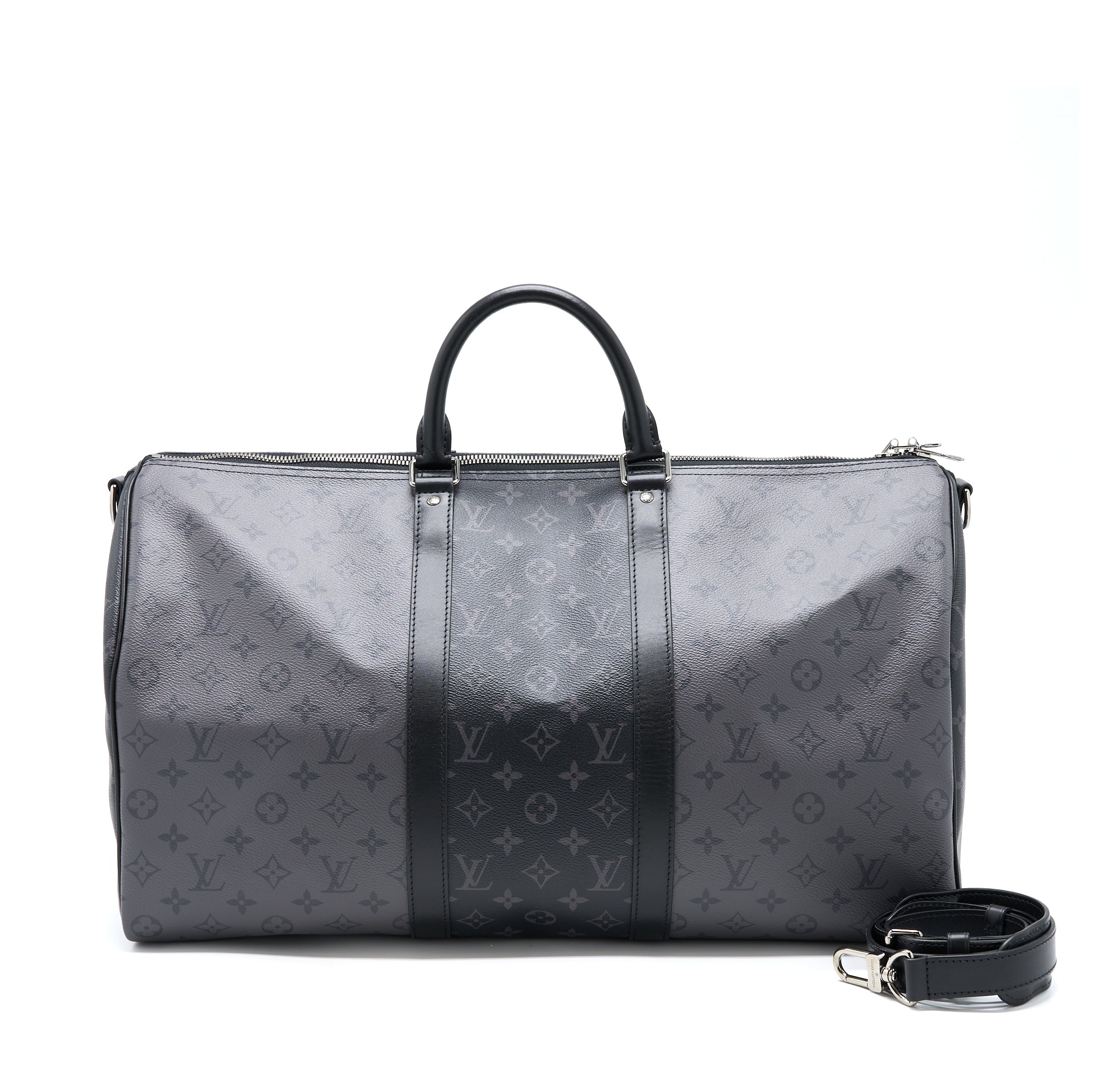 KEEPALL BANDOULIERE 50 MONOGRAM ECLIPSE CANVAS BLACK/GREY BLACK HARDWARE (NEW VERSION)