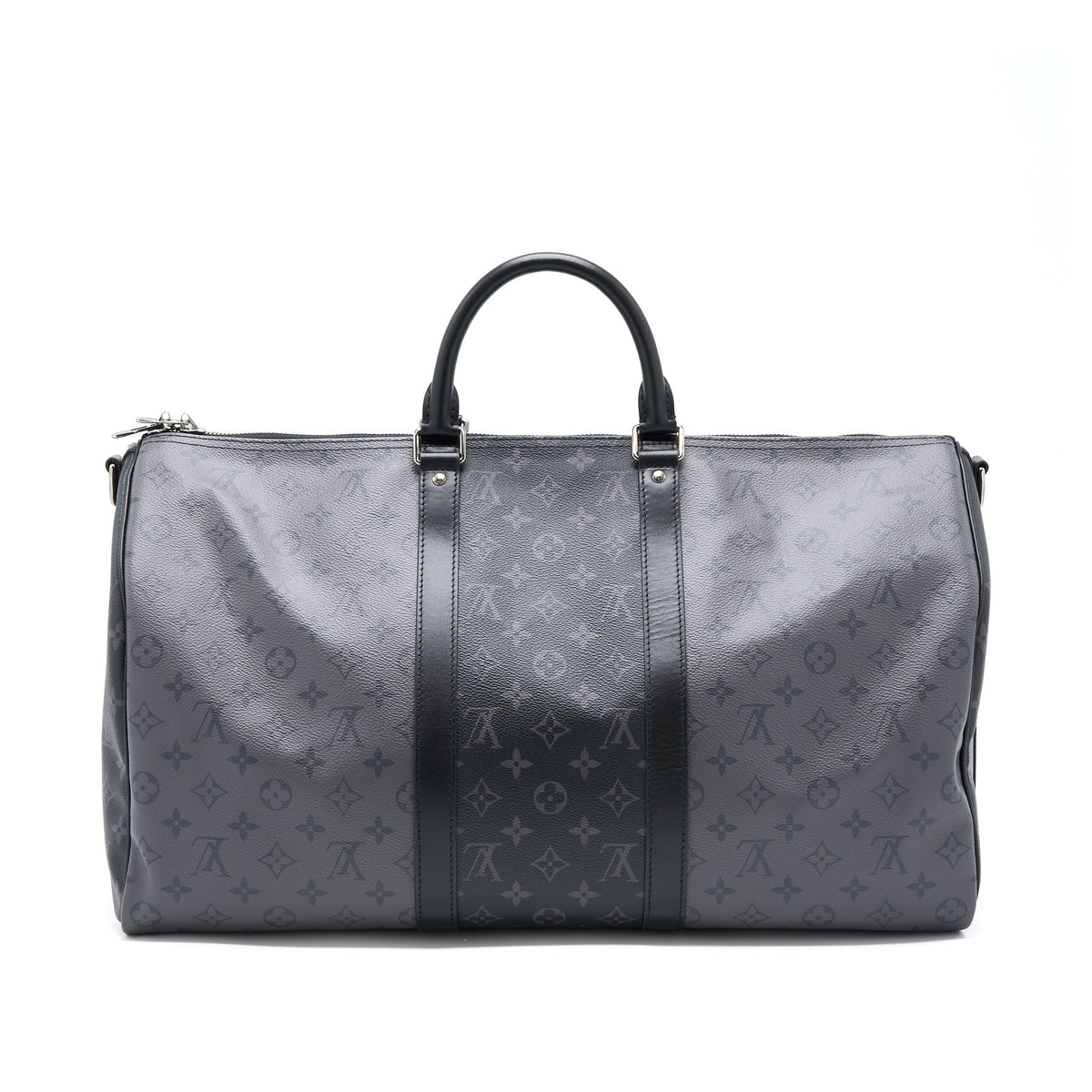 LOUIS VUITTON KEEPALL BANDOULIERE 50 MONOGRAM ECLIPSE CANVAS BLACK/GREY BLACK HARDWARE (NEW VERSION)