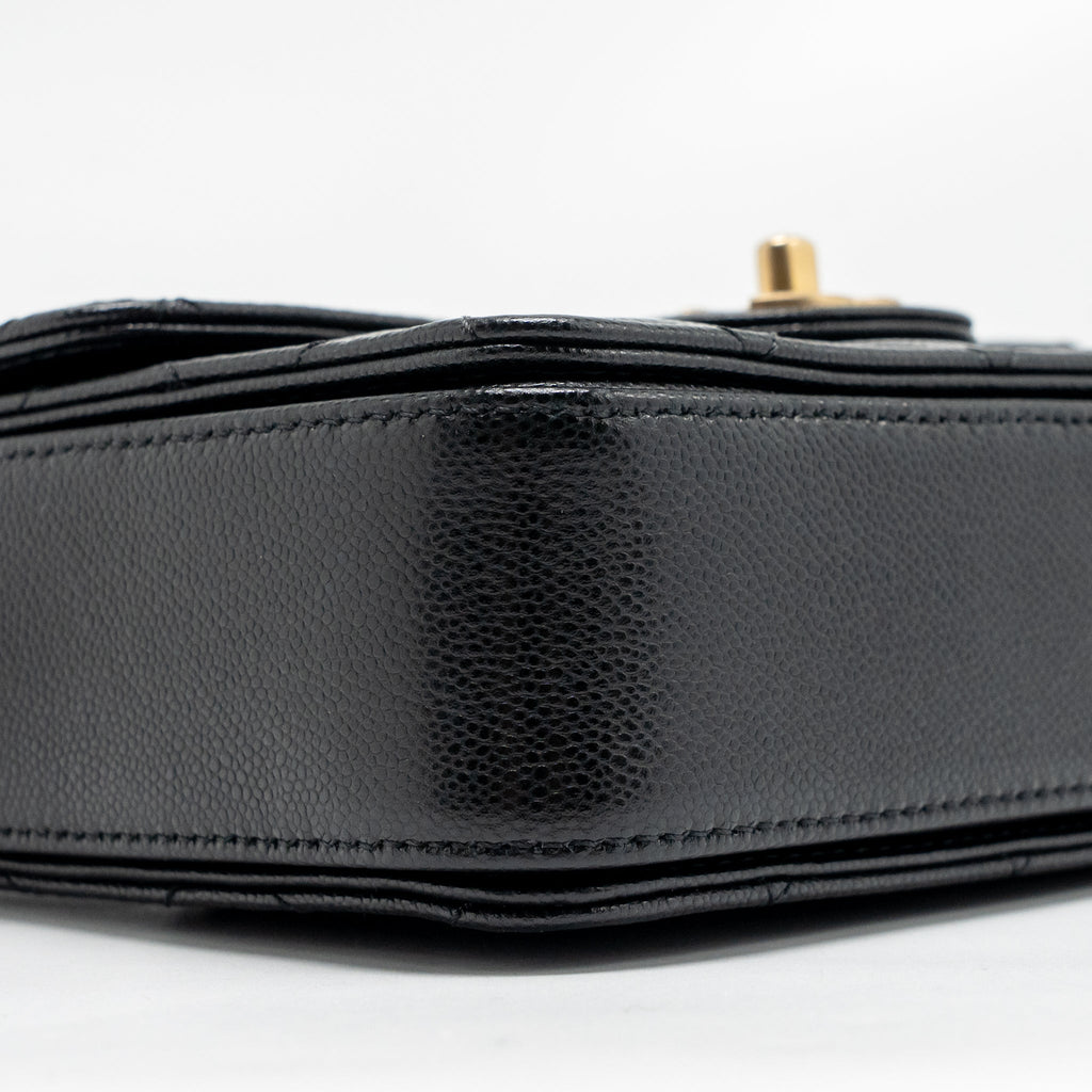 24K TOP HANDLE MESSENGER BAG WITH REMOVABLE CHAIN CAVIAR BLACK GHW(MICROCHIP)