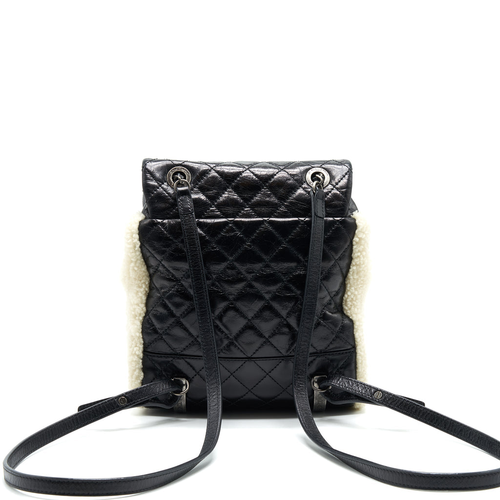 MOUNTAIN SMALL BACKPACK SHEARLING WITH QUILTED CALFSKIN RUTHENIUM HARDWARE