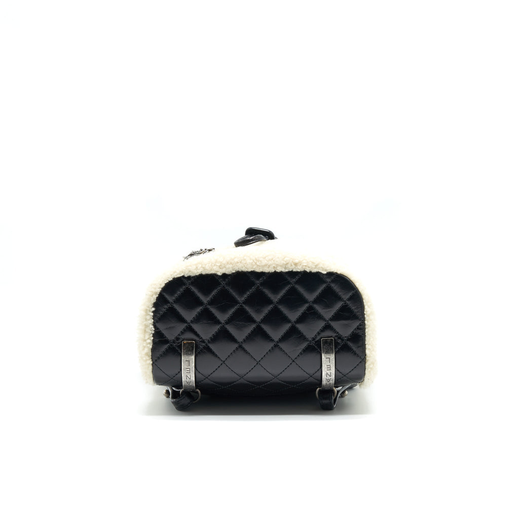 MOUNTAIN SMALL BACKPACK SHEARLING WITH QUILTED CALFSKIN RUTHENIUM HARDWARE