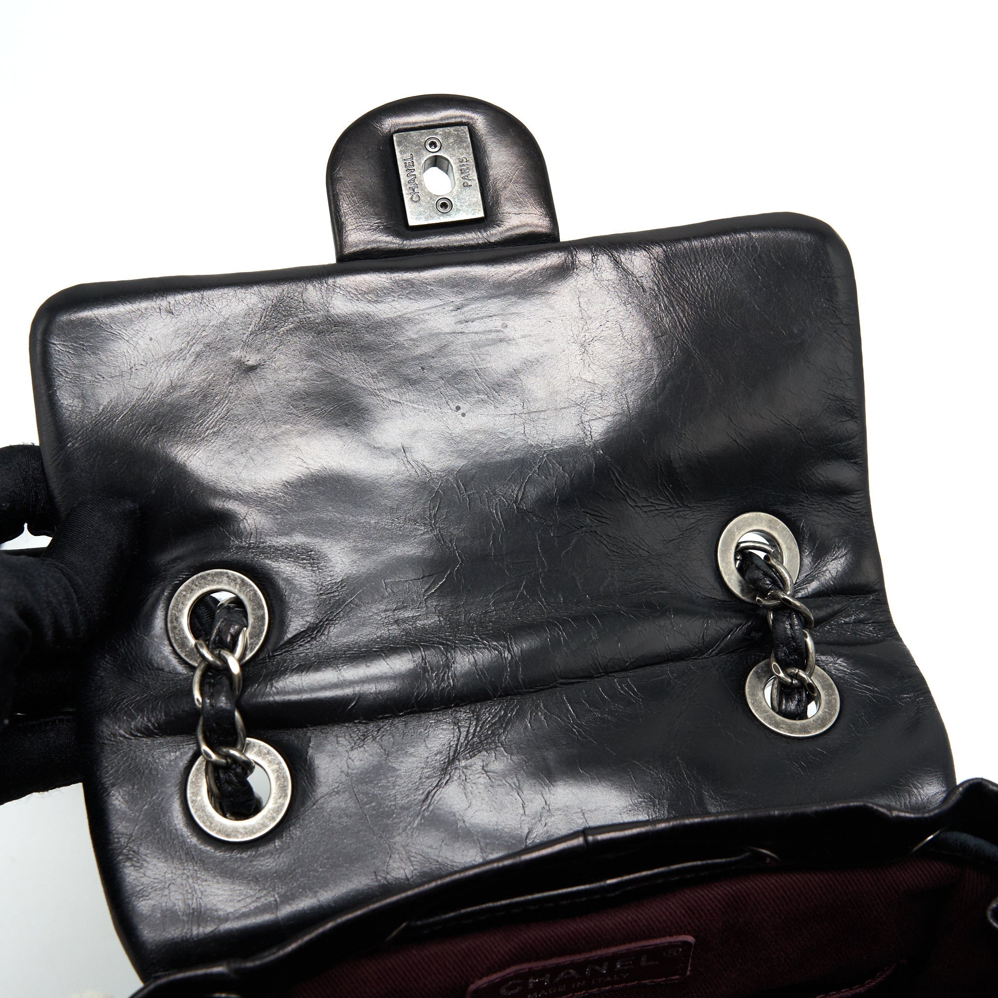 MOUNTAIN SMALL BACKPACK SHEARLING WITH QUILTED CALFSKIN RUTHENIUM HARDWARE