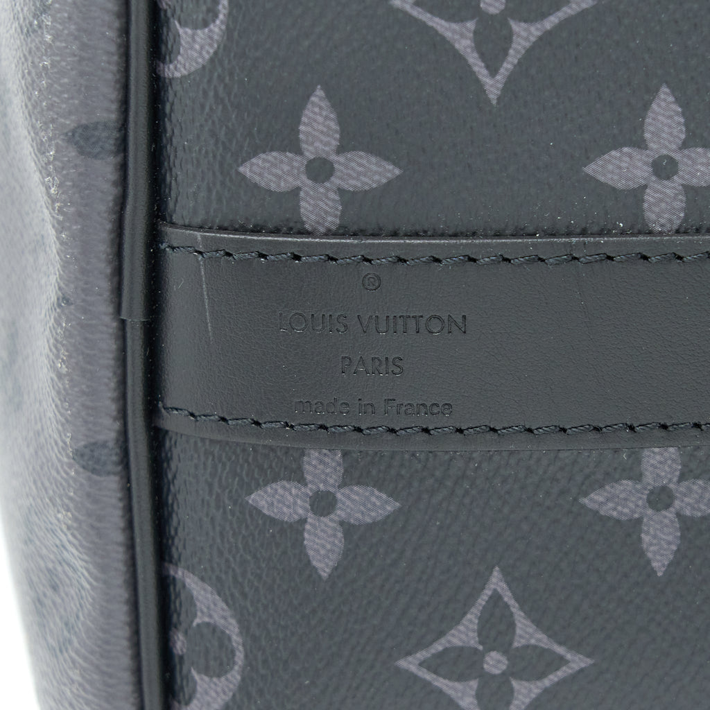 KEEPALL BANDOULIERE 50 MONOGRAM ECLIPSE CANVAS BLACK/GREY BLACK HARDWARE (NEW VERSION)