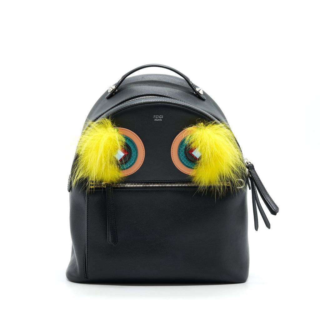 MONSTER BACKPACK IN BLACK WITH YELLOW FUR