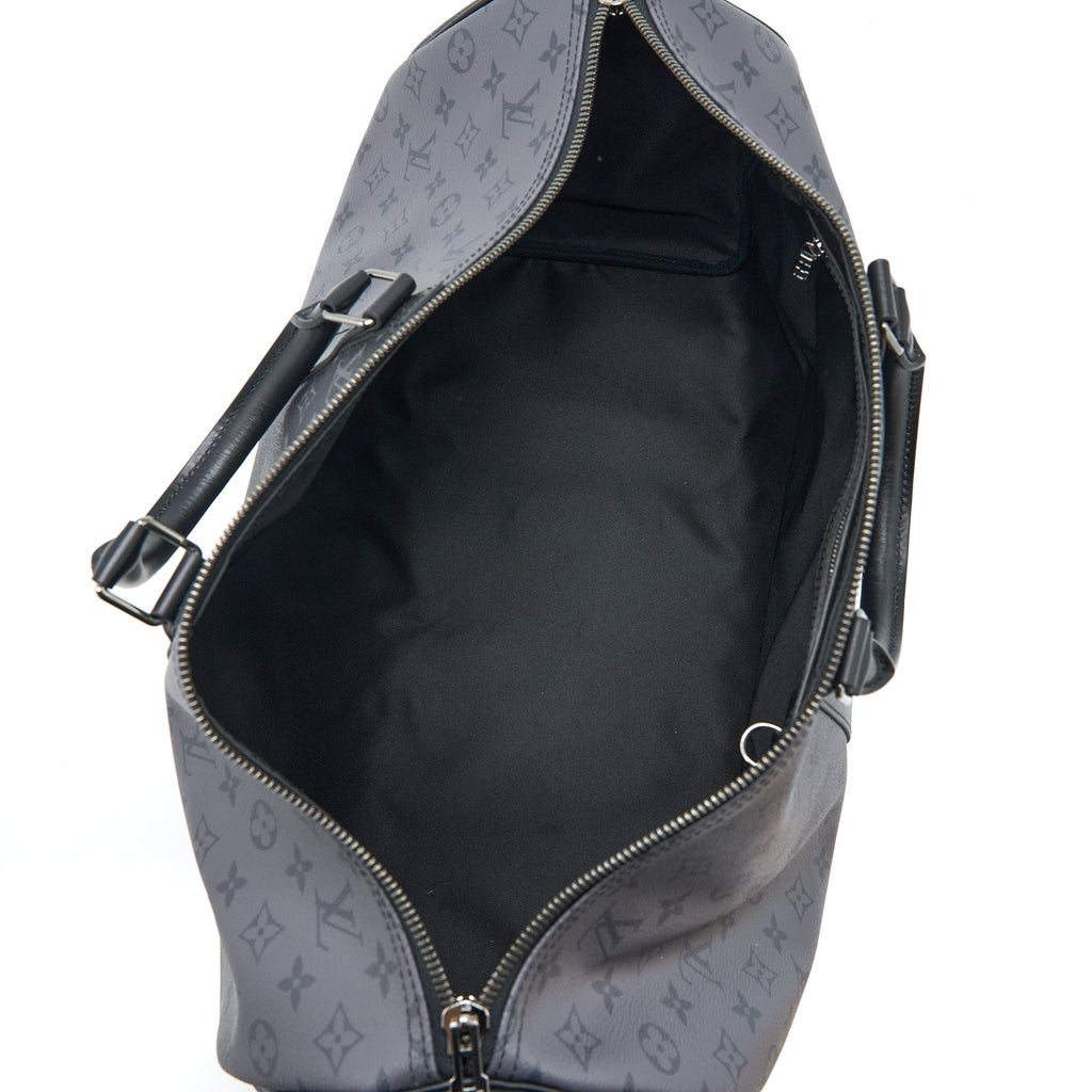 KEEPALL BANDOULIERE 50 MONOGRAM ECLIPSE CANVAS BLACK/GREY BLACK HARDWARE (NEW VERSION)