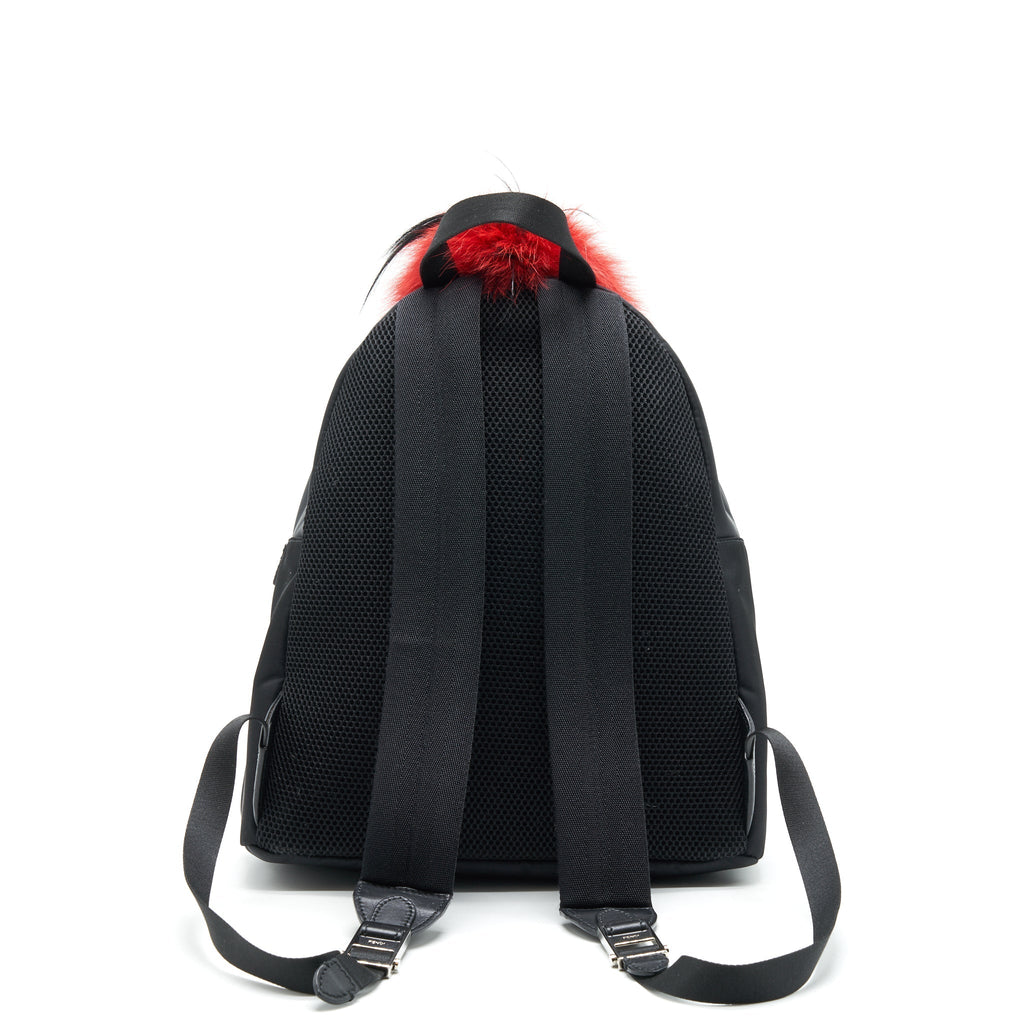 MONSTER BACKPACK IN BLACK WITH RED FUR