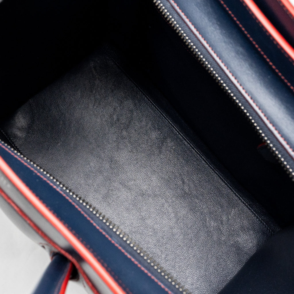 LUGGAGE TOTE BAG CALFSKIN BLUE/RED SHW