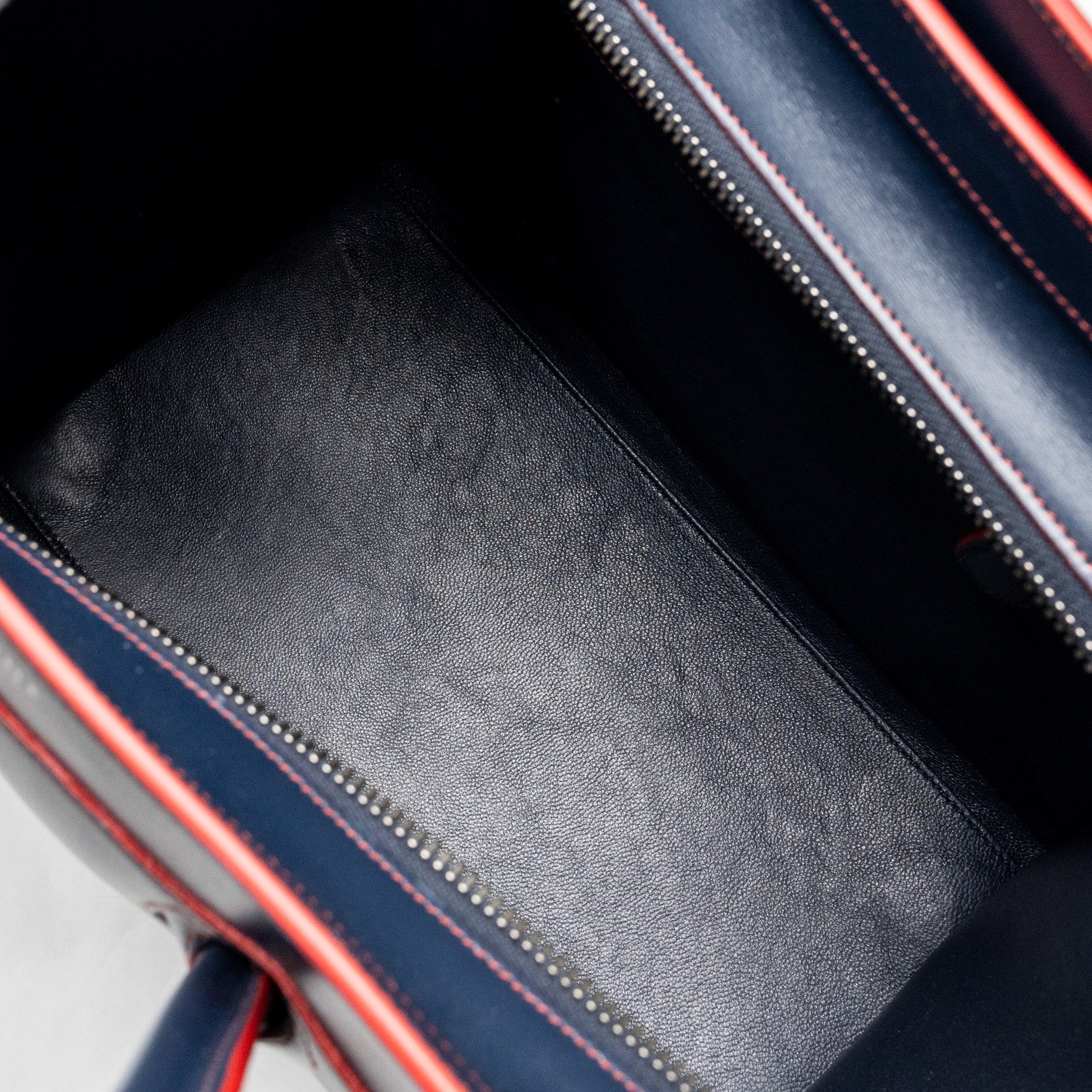 LUGGAGE TOTE BAG CALFSKIN BLUE/RED SHW