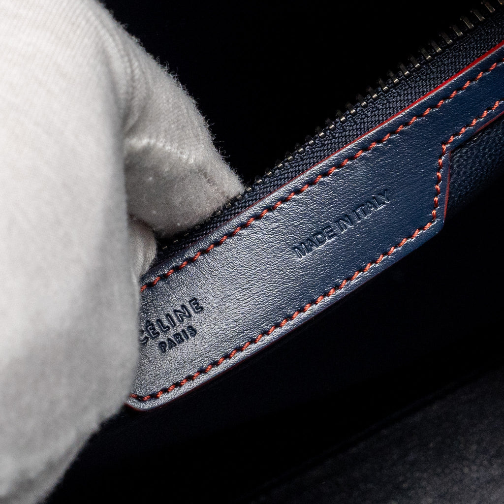 LUGGAGE TOTE BAG CALFSKIN BLUE/RED SHW