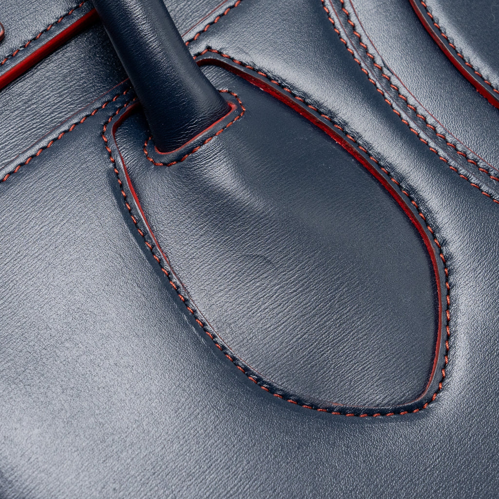 LUGGAGE TOTE BAG CALFSKIN BLUE/RED SHW