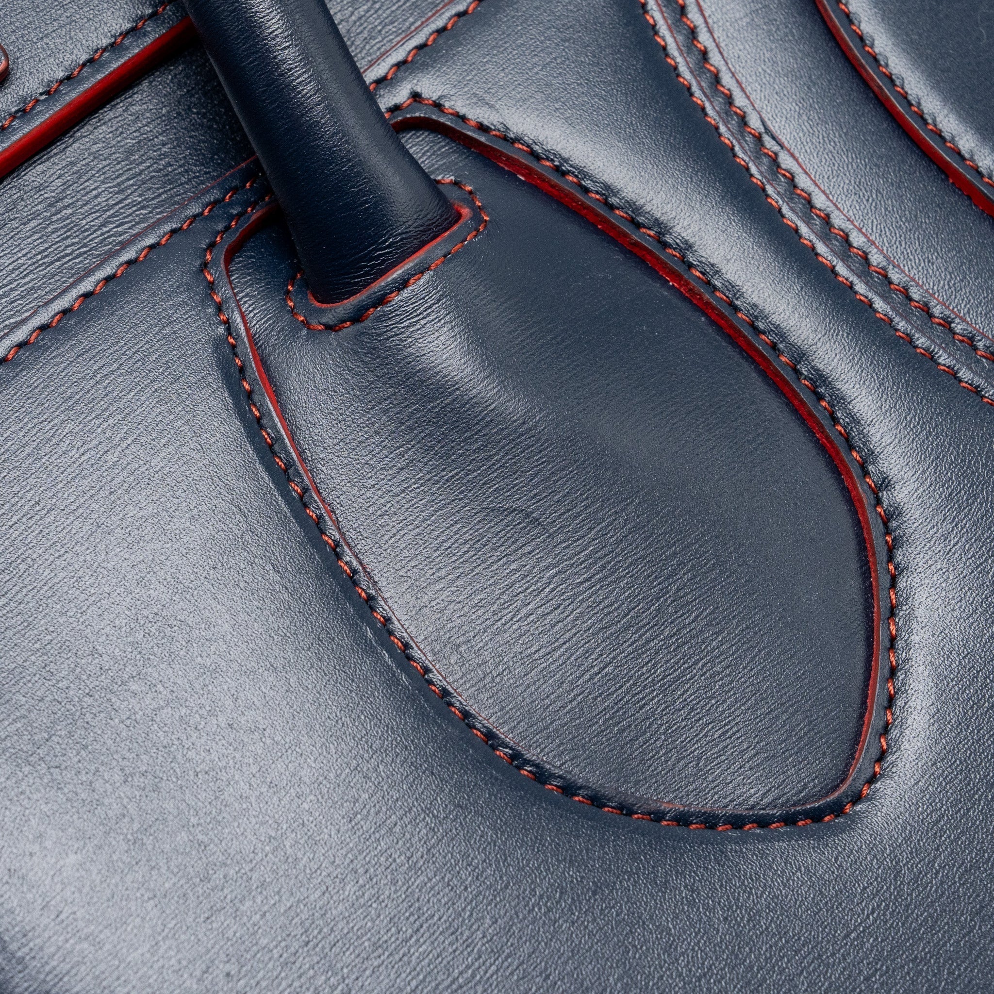 LUGGAGE TOTE BAG CALFSKIN BLUE/RED SHW