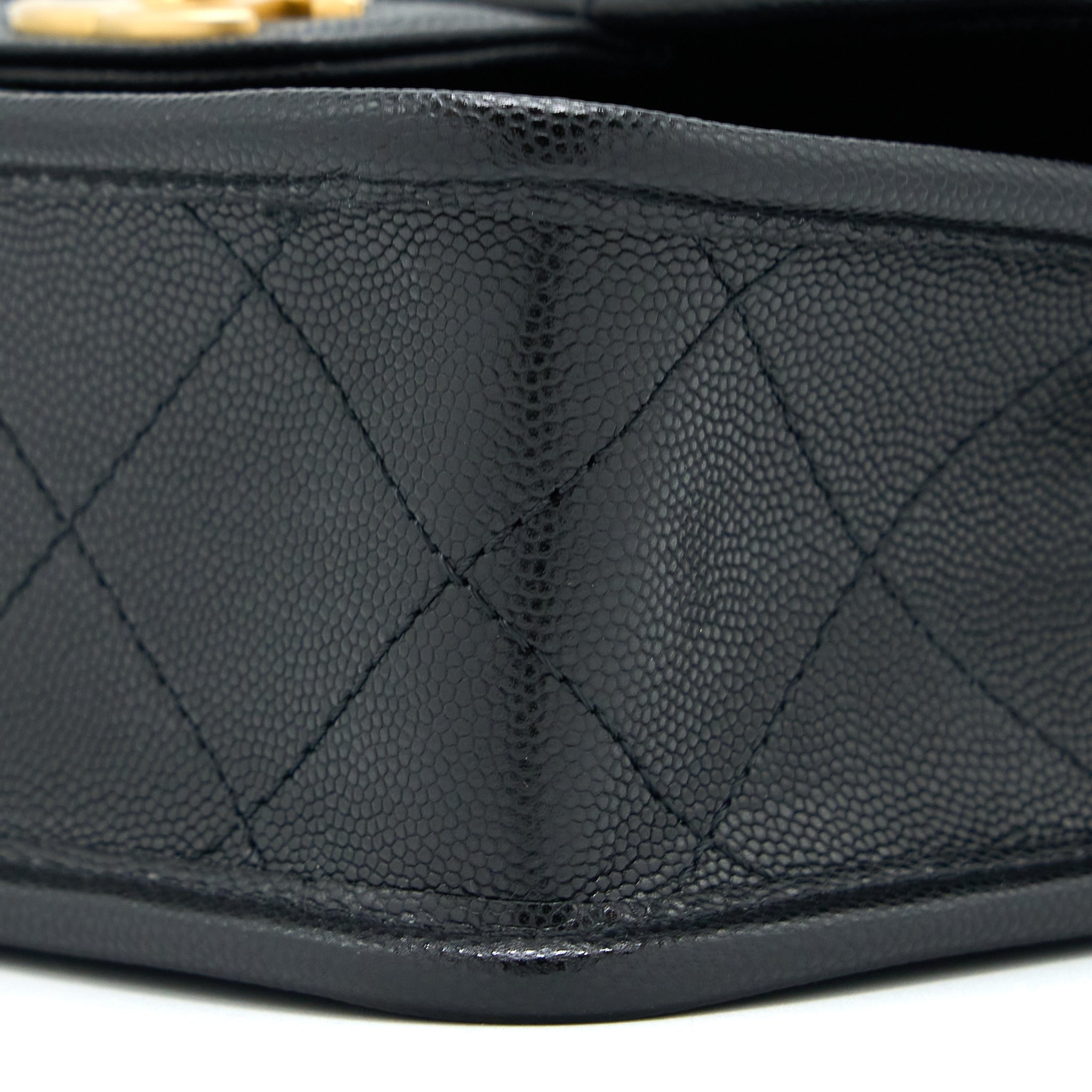22K TOP HANDLE MESSENGER BAG CAVIAR BLACK BRUSHED GHW(MICROCHIP)