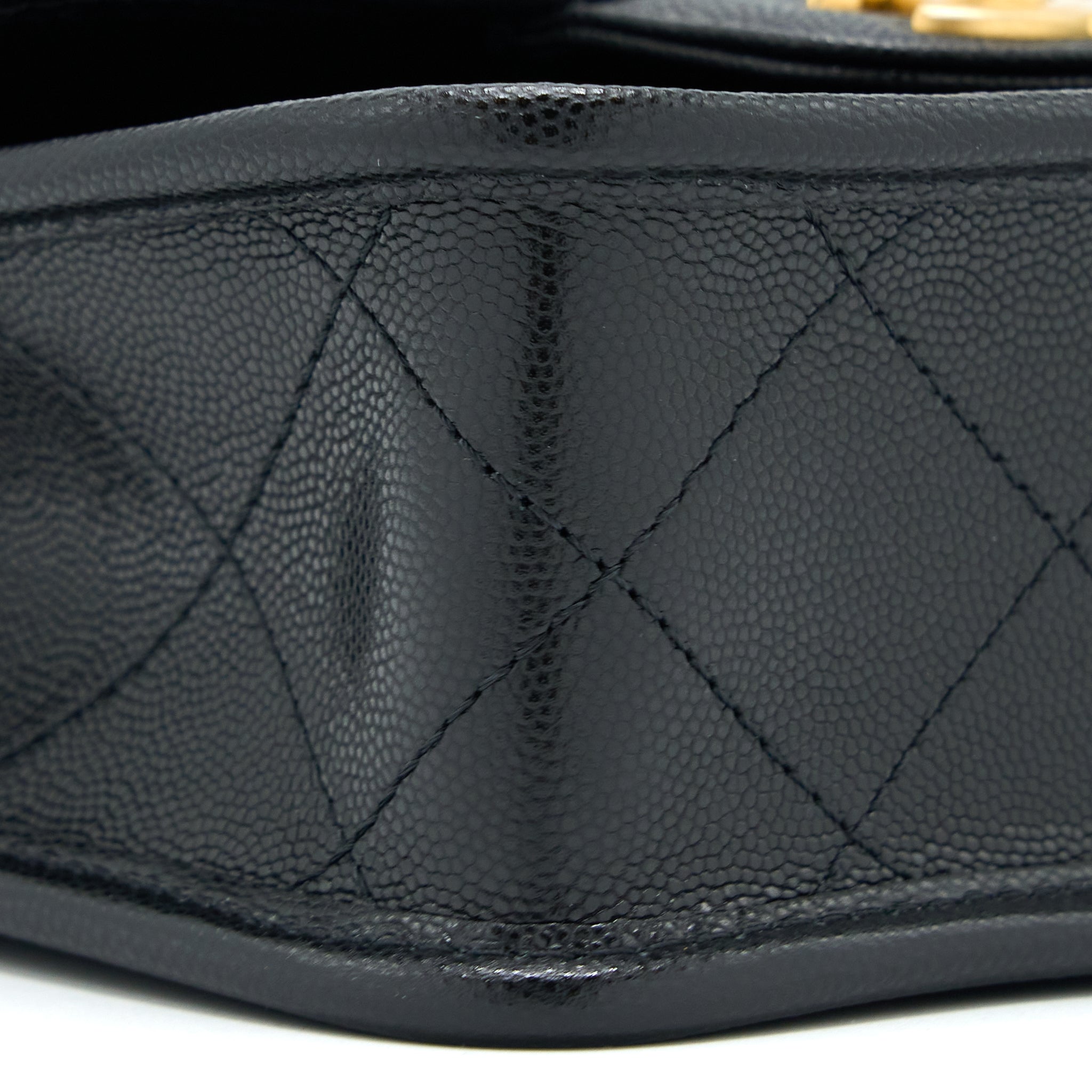 22K TOP HANDLE MESSENGER BAG CAVIAR BLACK BRUSHED GHW(MICROCHIP)