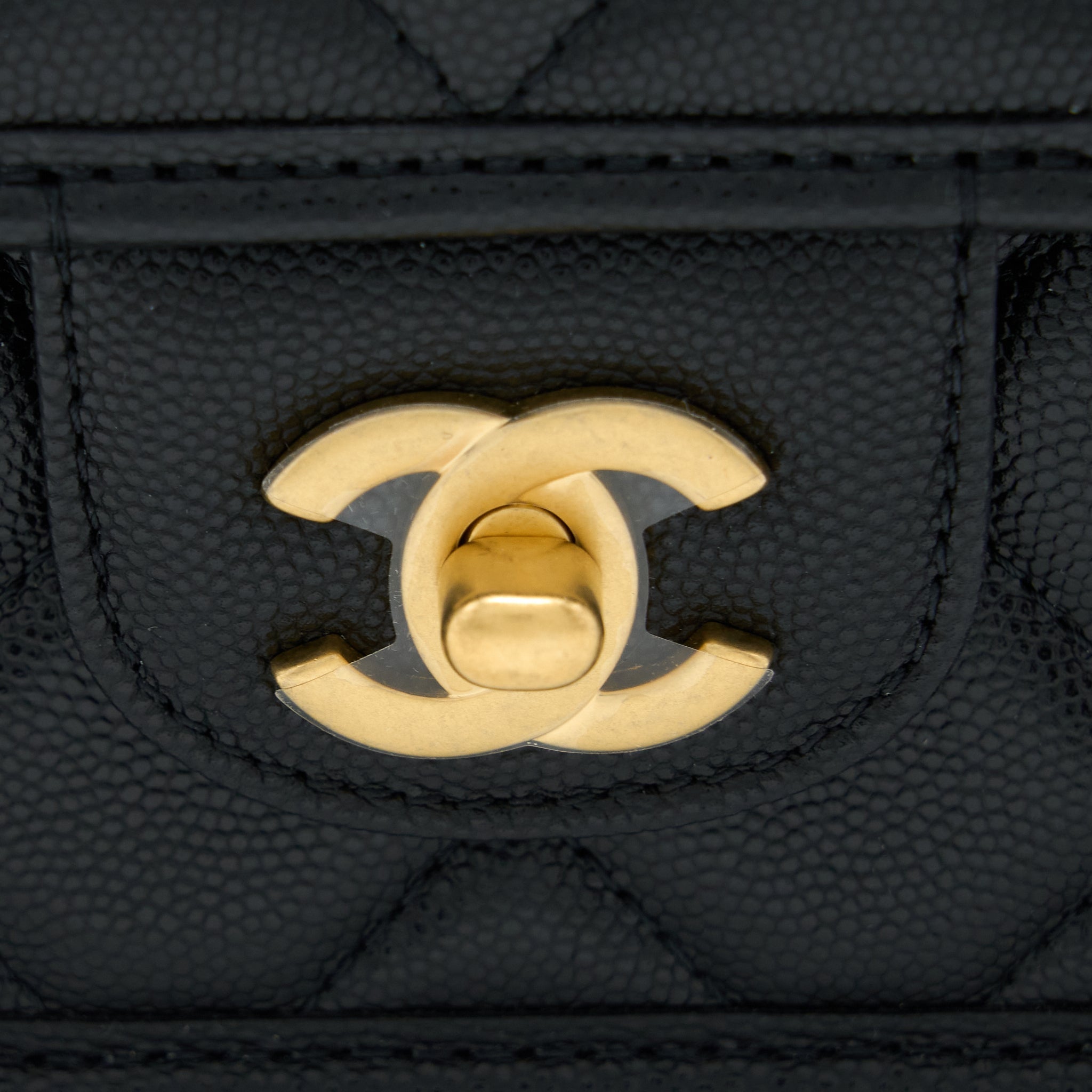 22K TOP HANDLE MESSENGER BAG CAVIAR BLACK BRUSHED GHW(MICROCHIP)