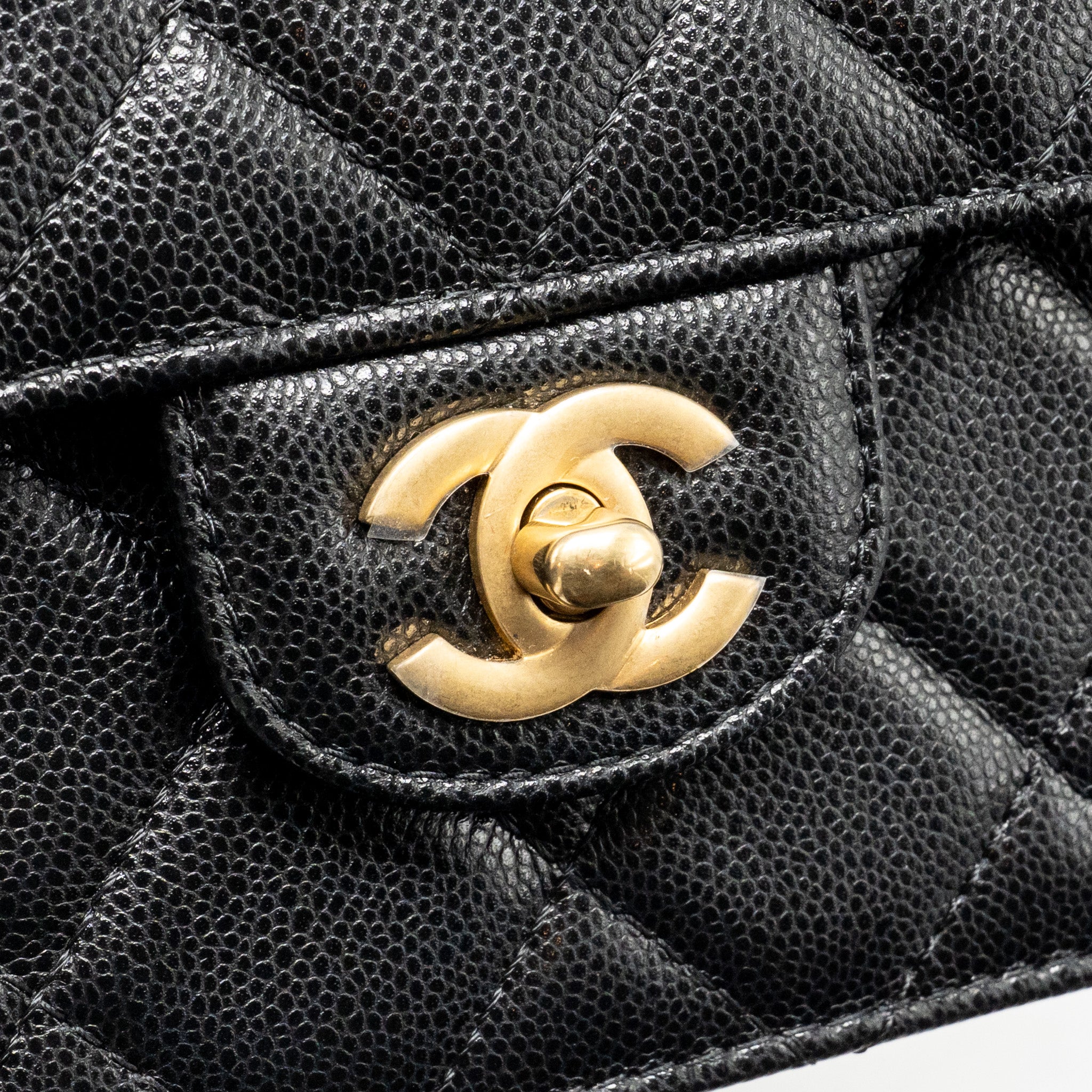 24K TOP HANDLE MESSENGER BAG WITH REMOVABLE CHAIN CAVIAR BLACK GHW(MICROCHIP)