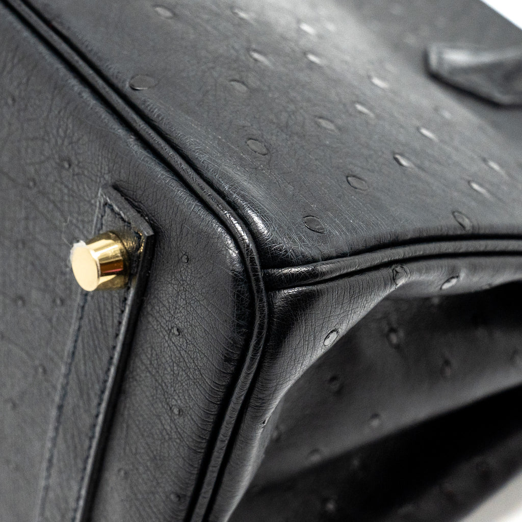 HERMES BIRKIN 30 SHINY ALLIGATOR MISSISSIPPIENSIS TOUCH / OSTRICH BLACK GHW