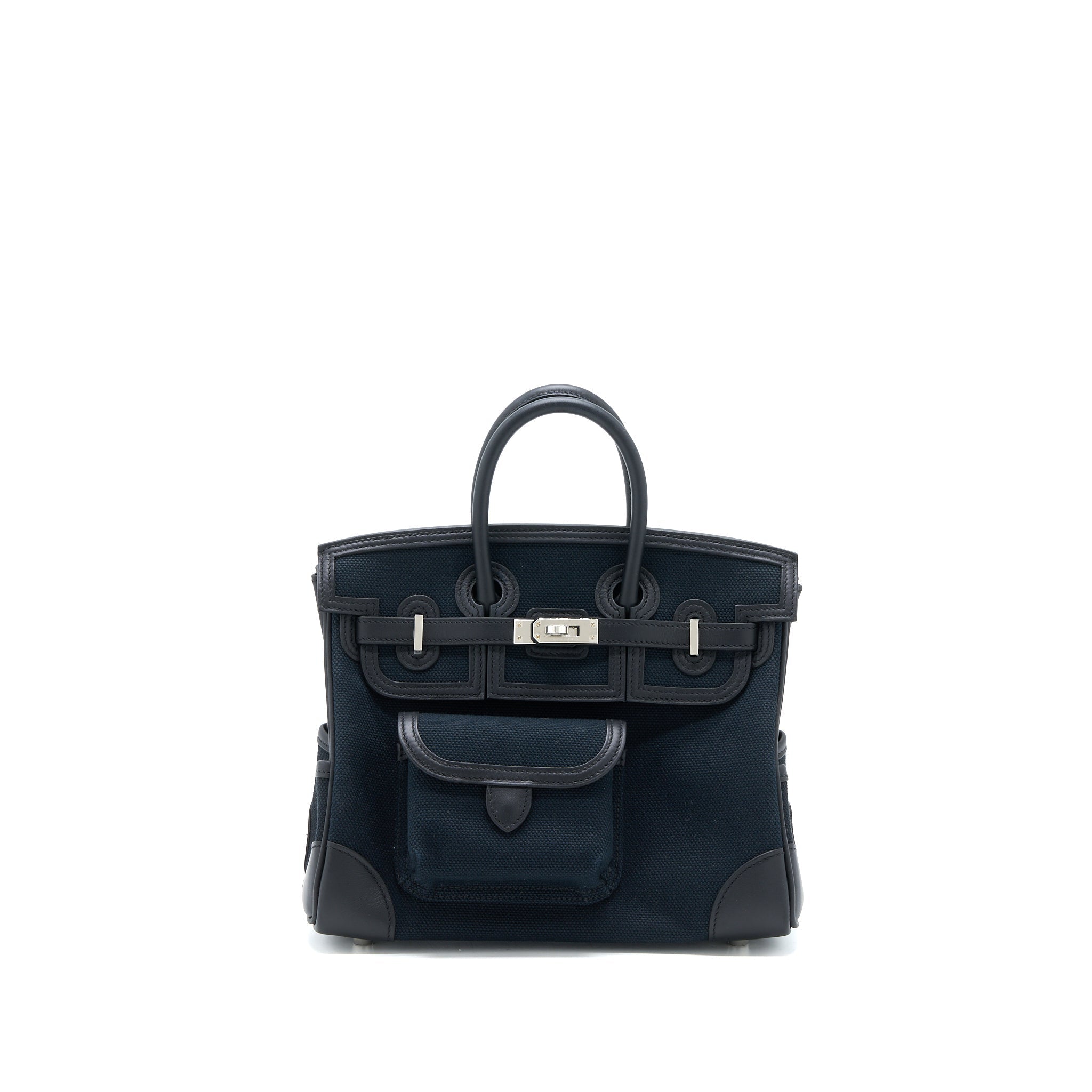 HERMES BIRKIN 25 CARGO TOILE GOELAND/SWIFT BLACK GHW