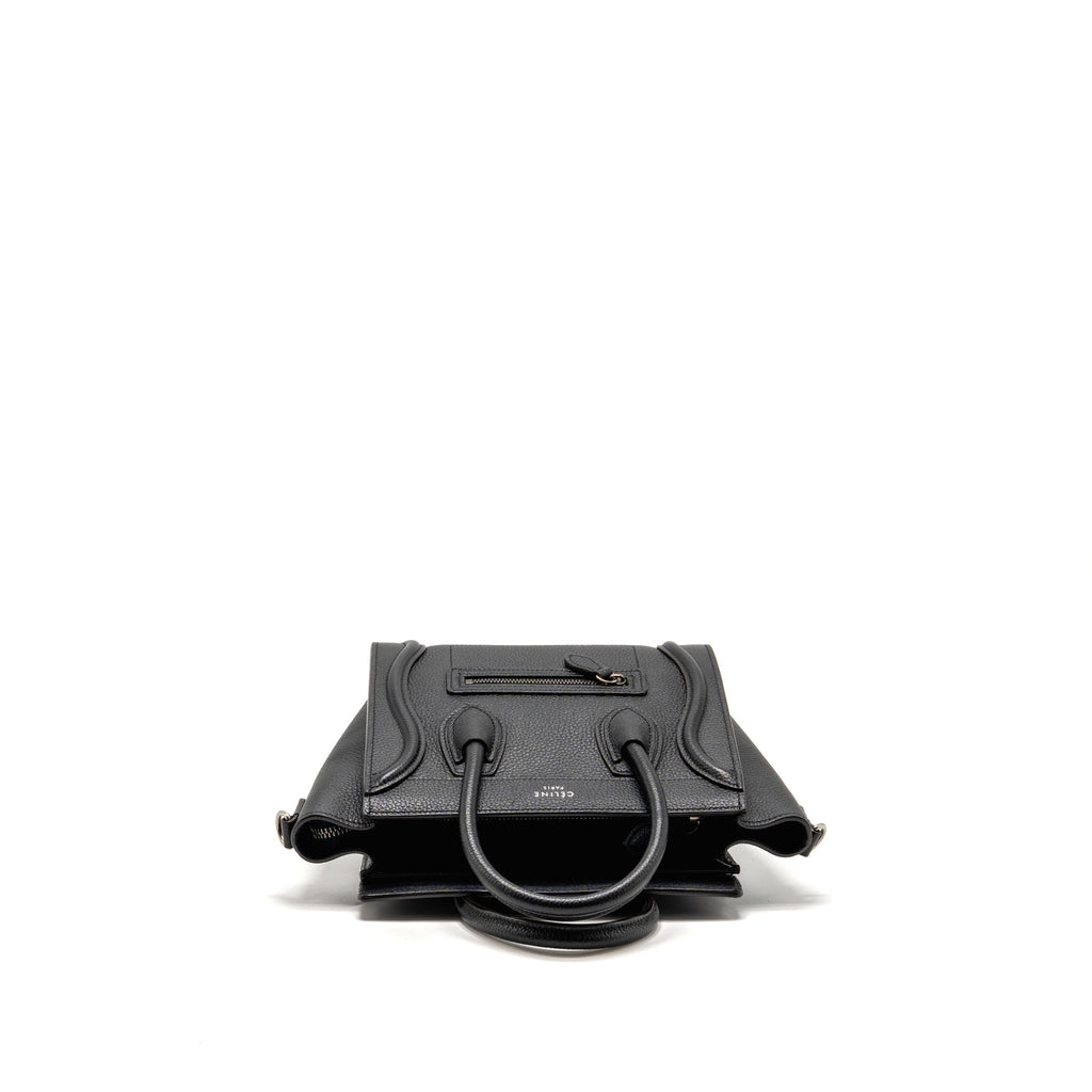 Celine Nano Luggage Bag Grained Calfskin Black SHW