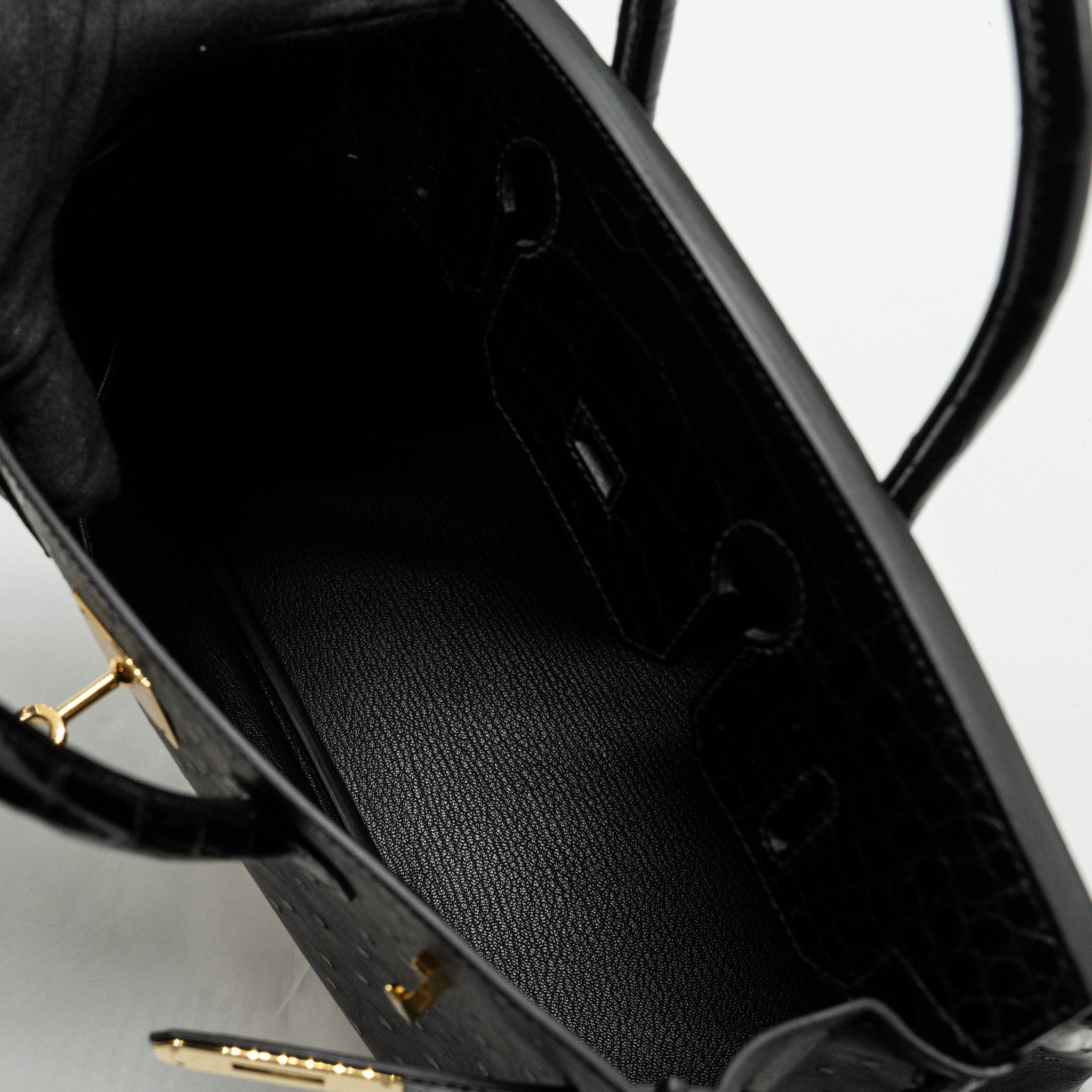 HERMES BIRKIN 30 SHINY ALLIGATOR MISSISSIPPIENSIS TOUCH / OSTRICH BLACK GHW