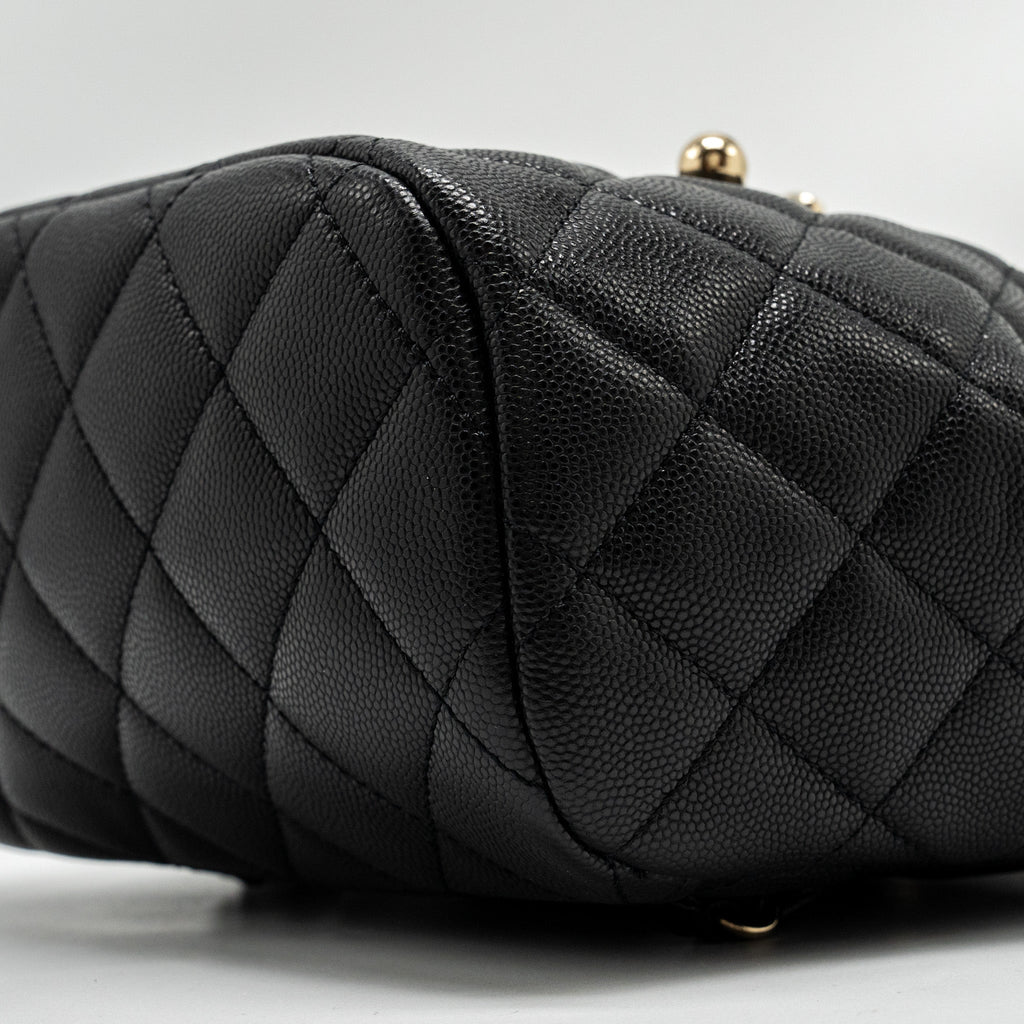 23S QUILTED MINI BACKPACK CAVIAR BLACK LGHW (MICROCHIP)