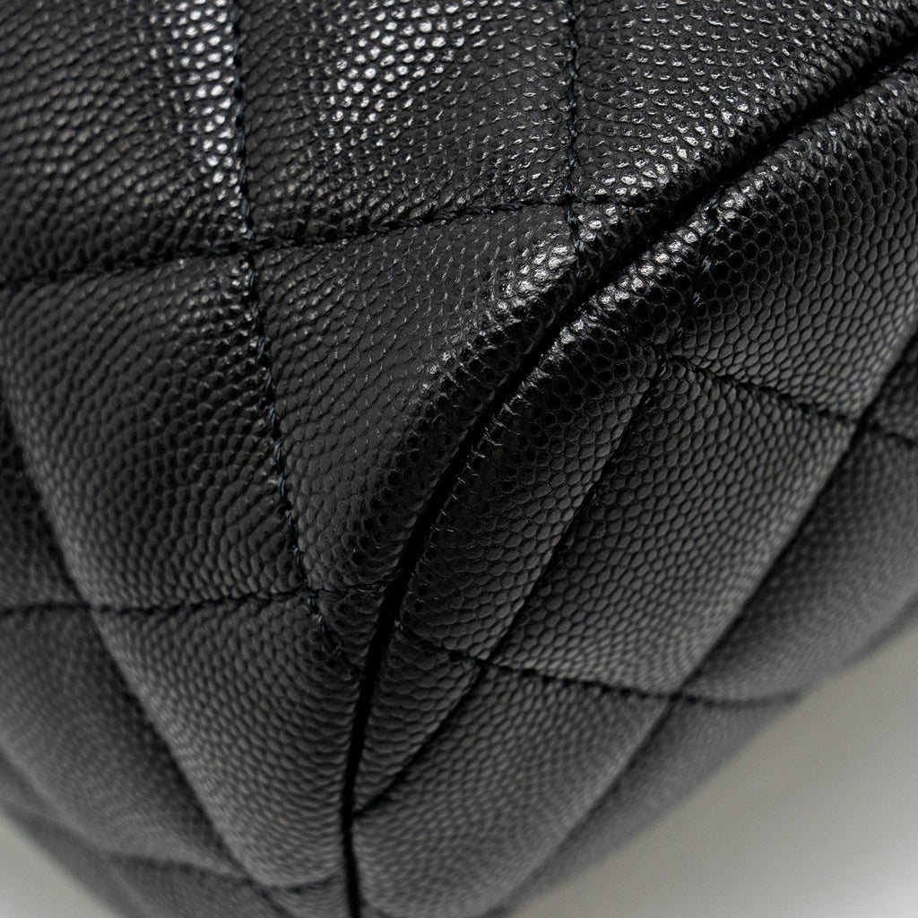 23S QUILTED MINI BACKPACK CAVIAR BLACK LGHW (MICROCHIP)