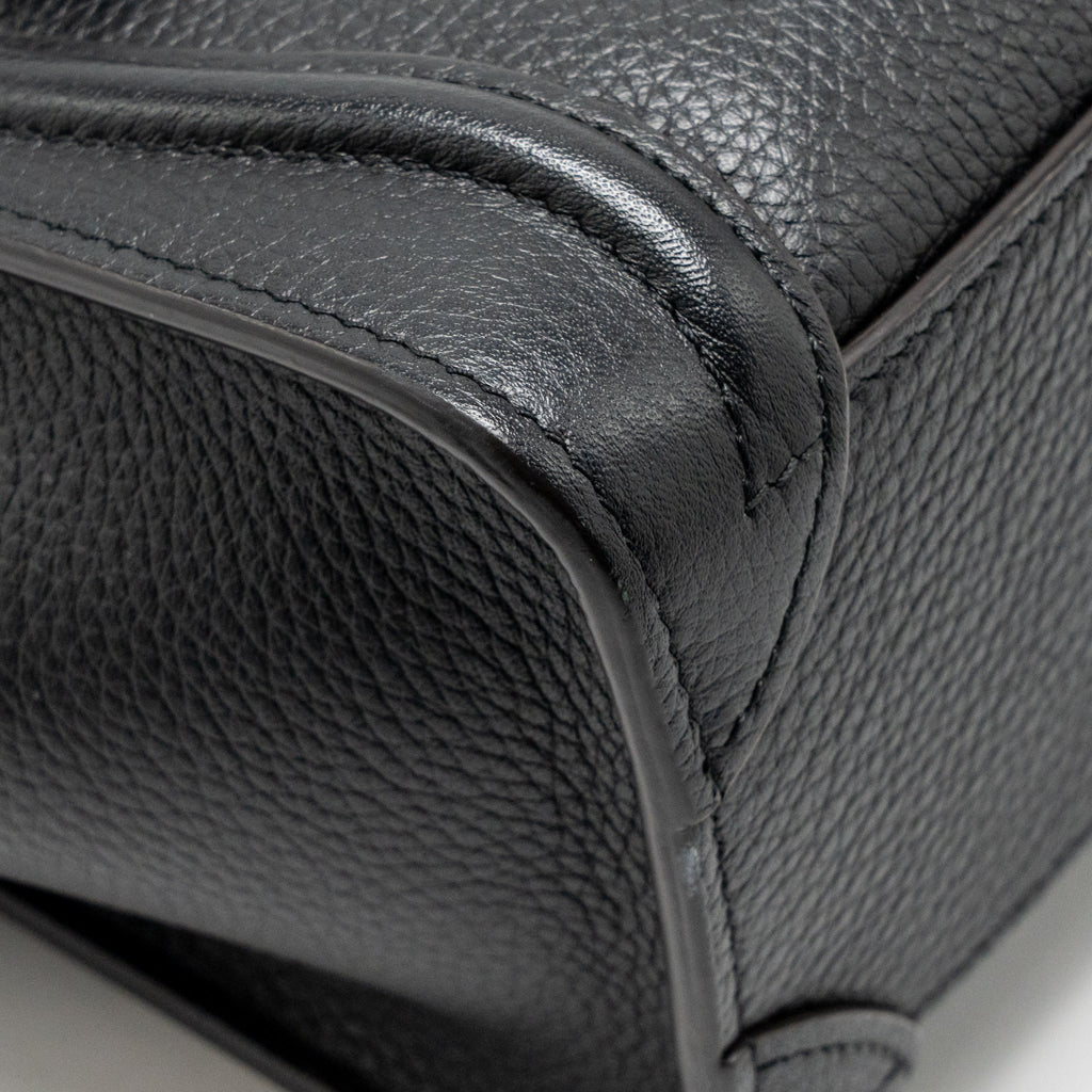 Celine Nano Luggage Bag Grained Calfskin Black SHW