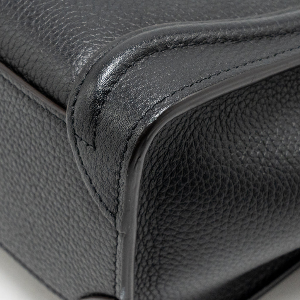 Celine Nano Luggage Bag Grained Calfskin Black SHW