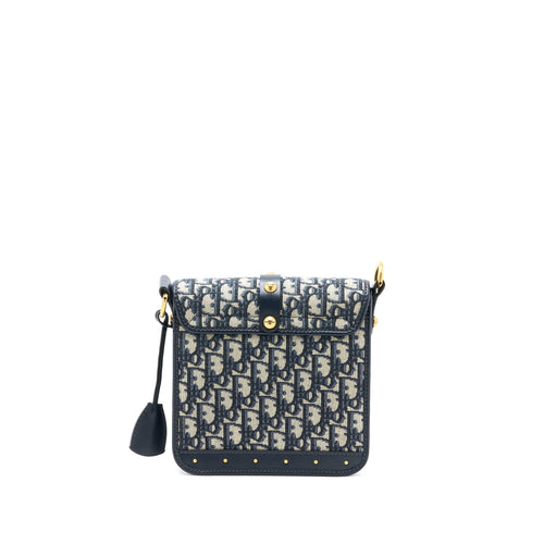 ADDICT VERTICAL MESSENGER BAG OBLIQUE CANVAS BLUE GHW
