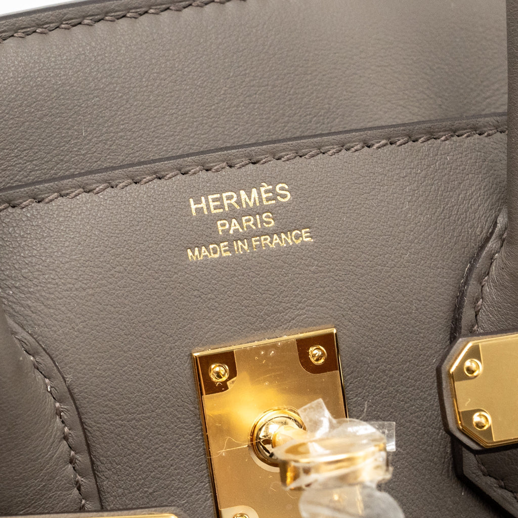 HERMES BIRKIN 25 SWIFT 8F GRIS ETAIN GHW