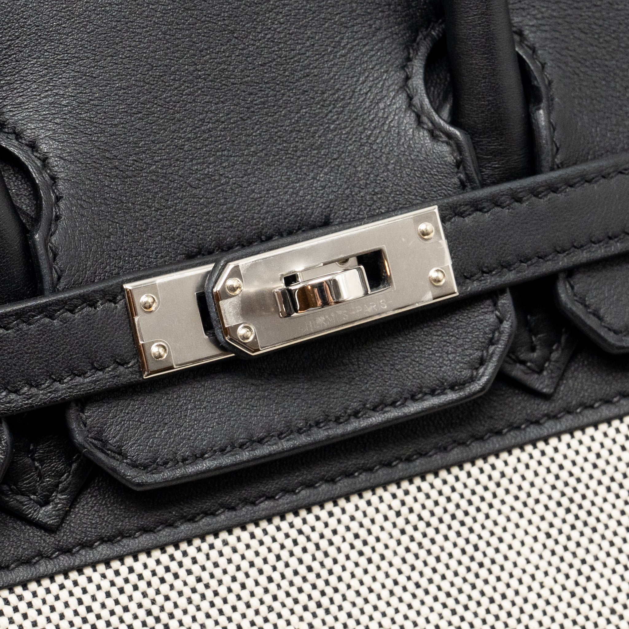 HERMES BIRKIN 25 TOILE SWIFT/CANVAS ECRU-NOIR/NOIR SHW