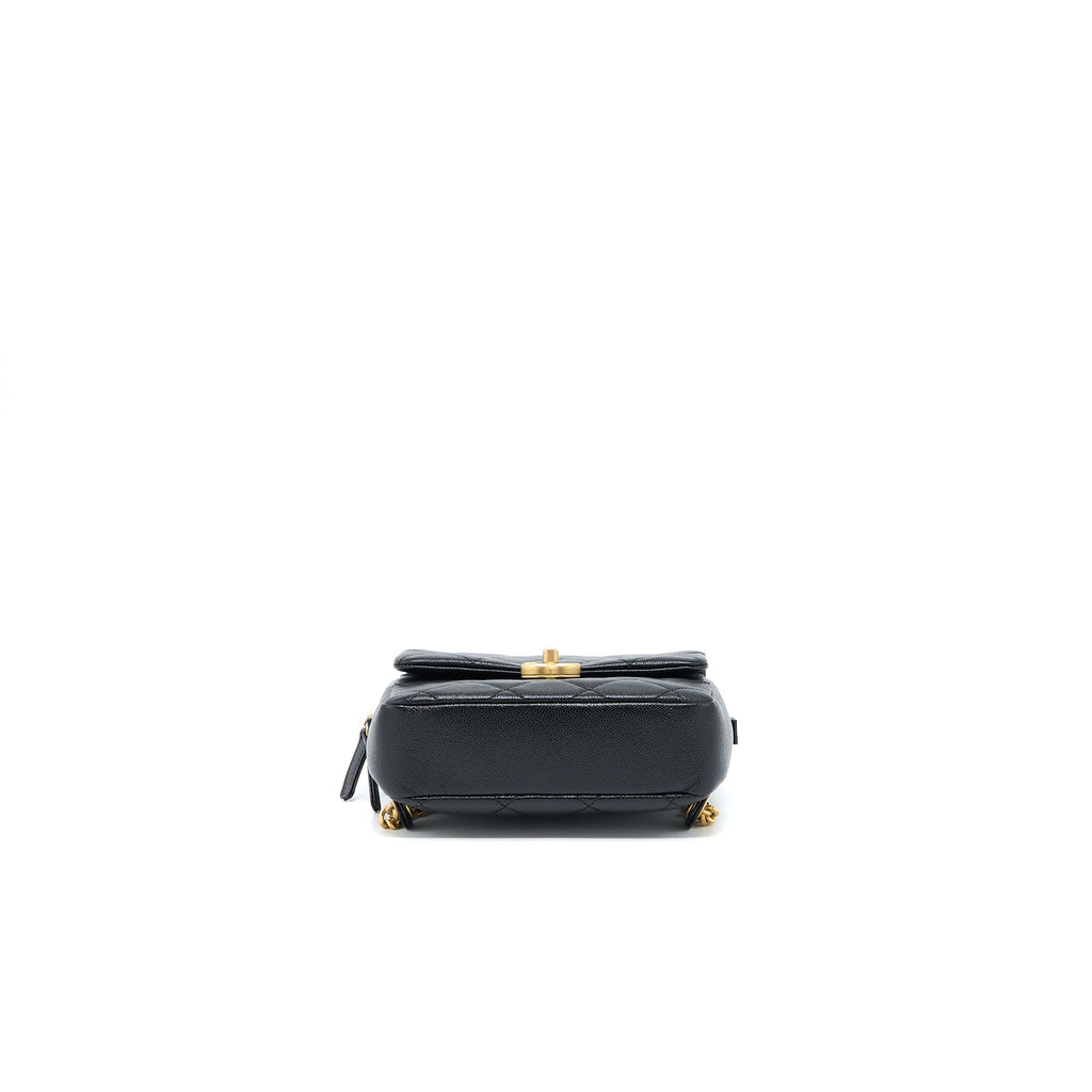 22P FLAP BACKPACK CAVIAR BLACK BRUSHED GHW (MICROCHIP)