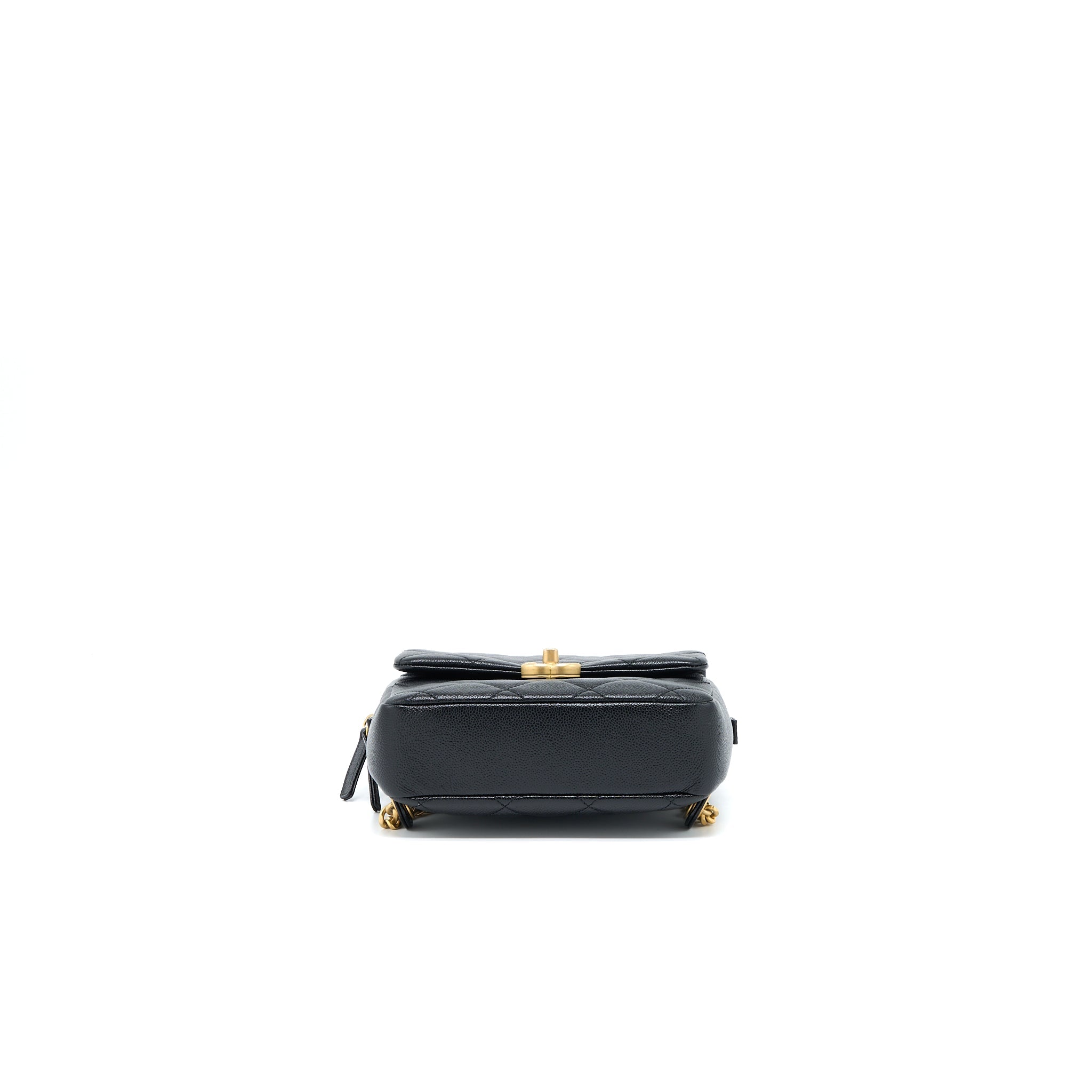 22P FLAP BACKPACK CAVIAR BLACK BRUSHED GHW (MICROCHIP)