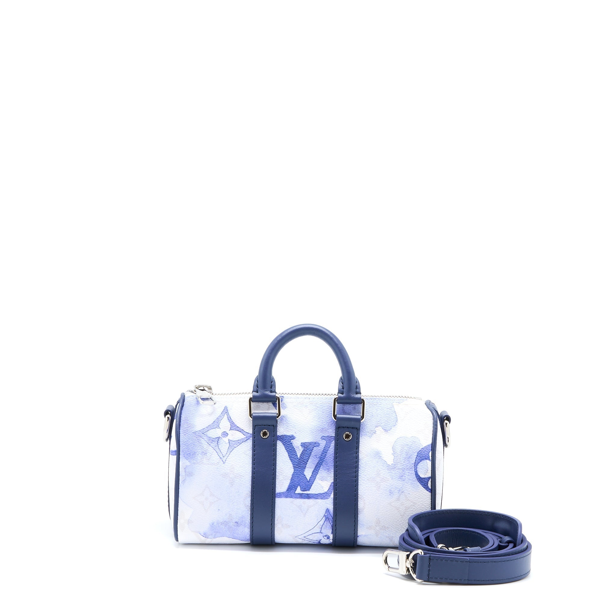 KEEPALL XS MONOGRAM WATERCOLOUR BLUE CANVAS SHW