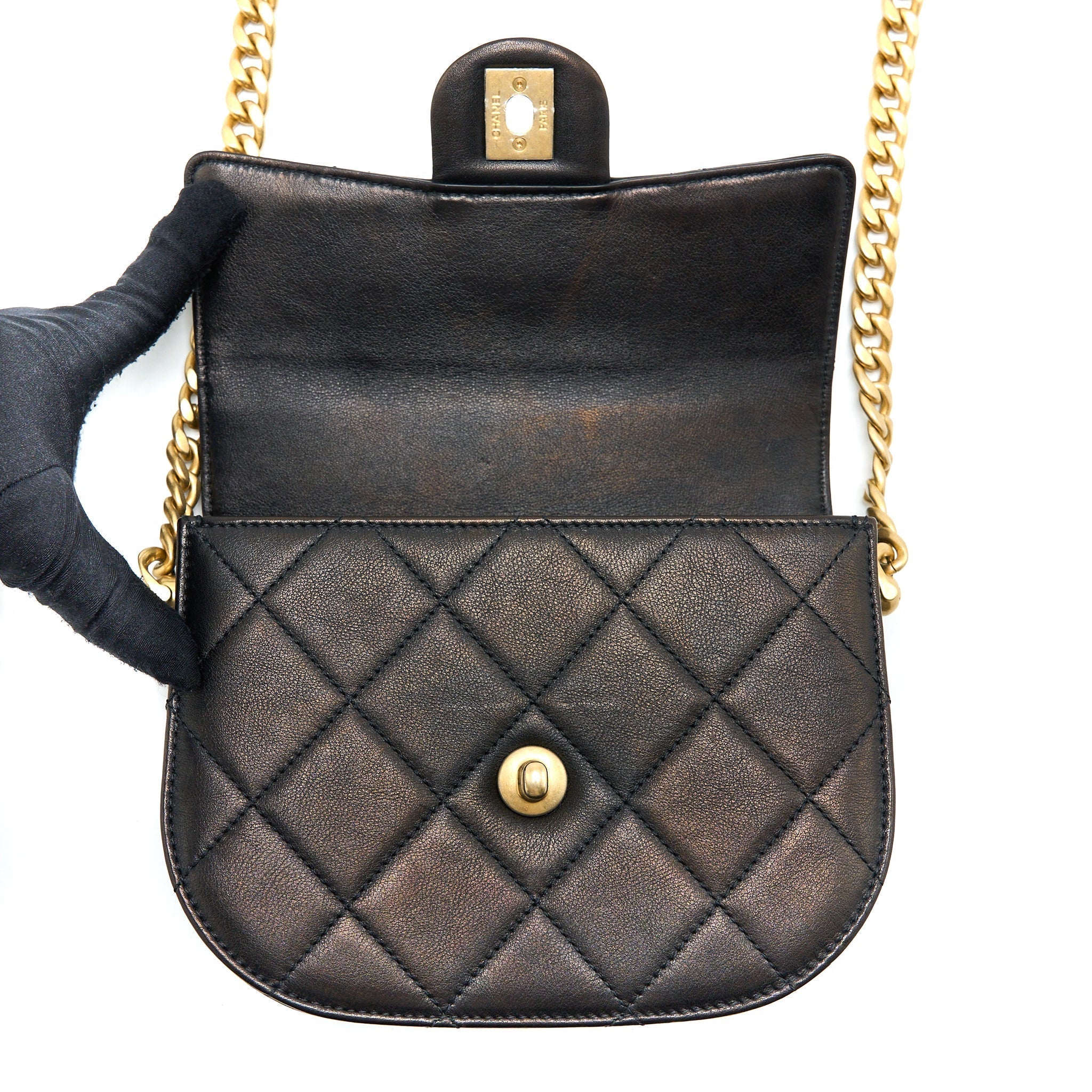 21S MOON MESSENGER BAG CALFSKIN BLACK GHW