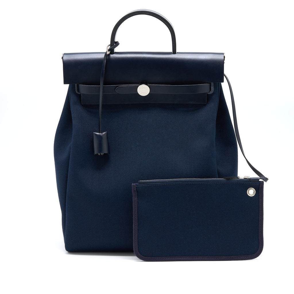 HERBAG BACKPACK CANVAS/LEATHER DARK BLUE/BLACK SHW