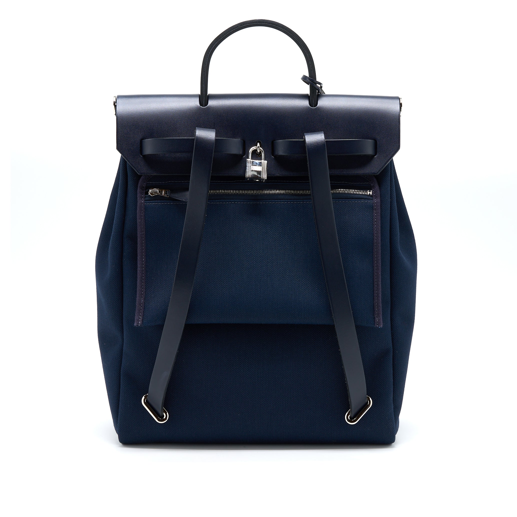 HERBAG BACKPACK CANVAS/LEATHER DARK BLUE/BLACK SHW