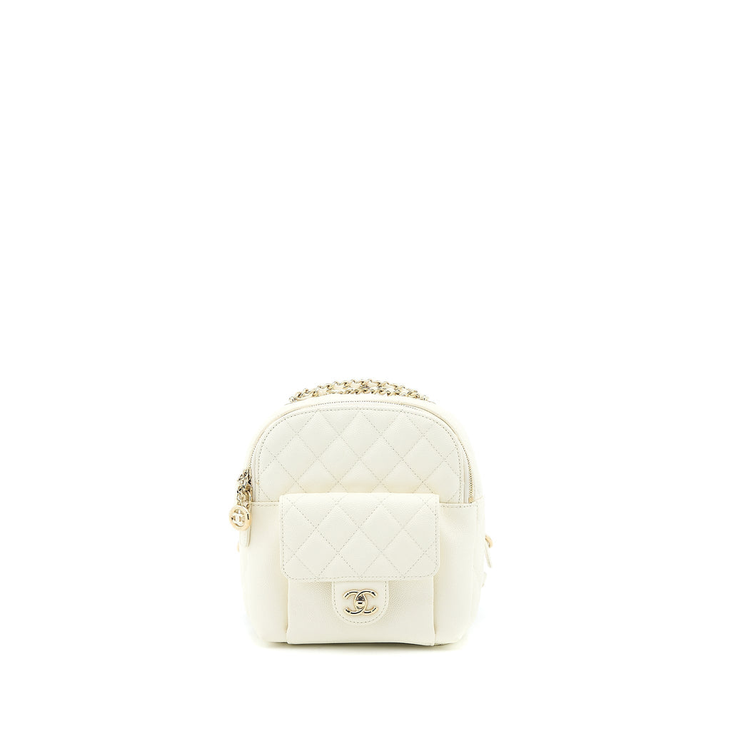 QUILTED MINI CC DAY BACKPACK CAVIAR WHITE LGHW