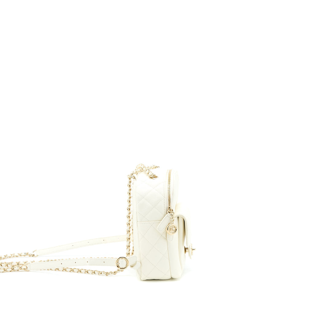 QUILTED MINI CC DAY BACKPACK CAVIAR WHITE LGHW