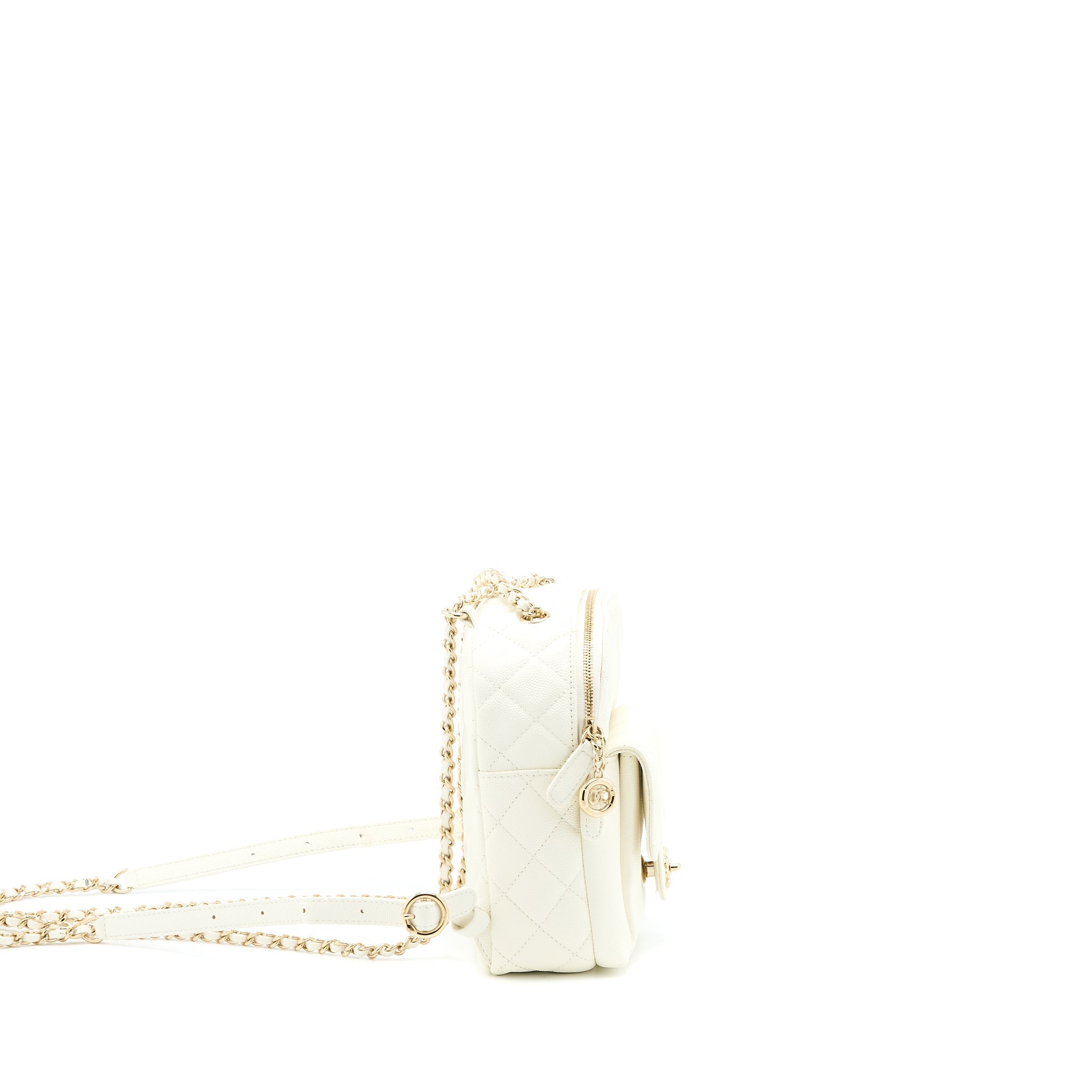 QUILTED MINI CC DAY BACKPACK CAVIAR WHITE LGHW