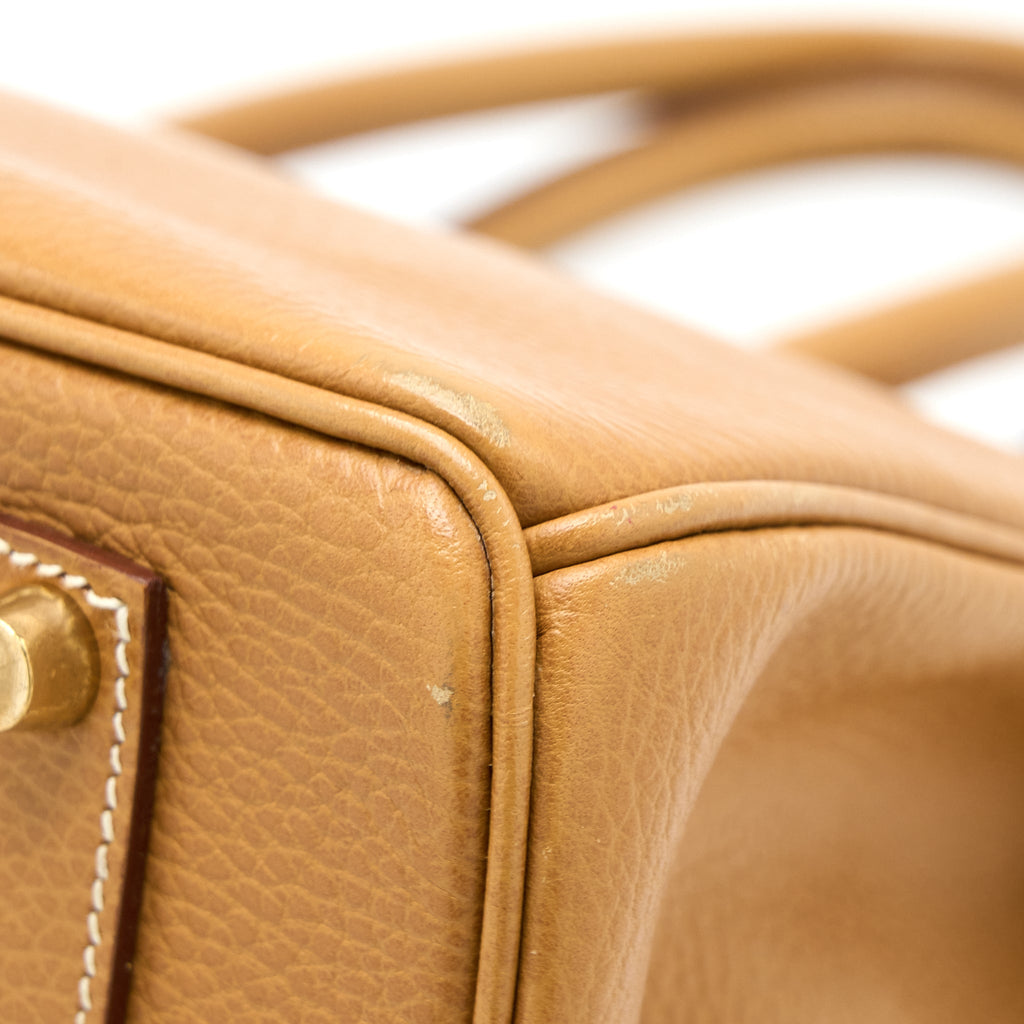 HERMES VINTAGE BIRKIN 35 COURCHEVEL NATURAL SABLE GHW